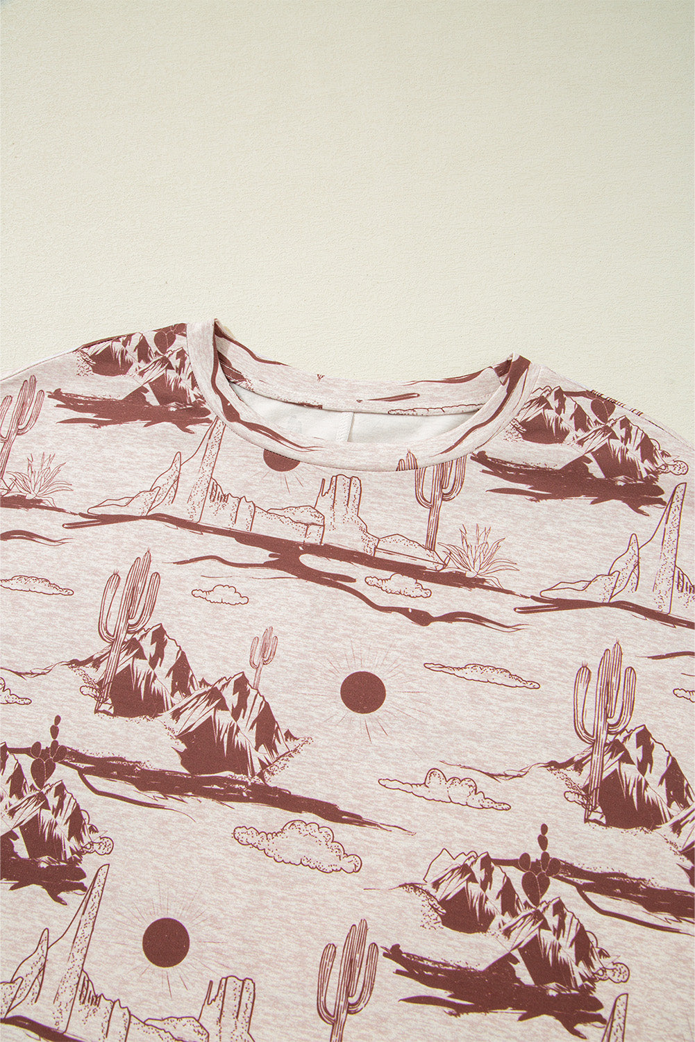 Brown Desert Sand Print Short Sleeve Knit Top-Tops/Tops & Tees-[Adult]-[Female]-2022 Online Blue Zone Planet