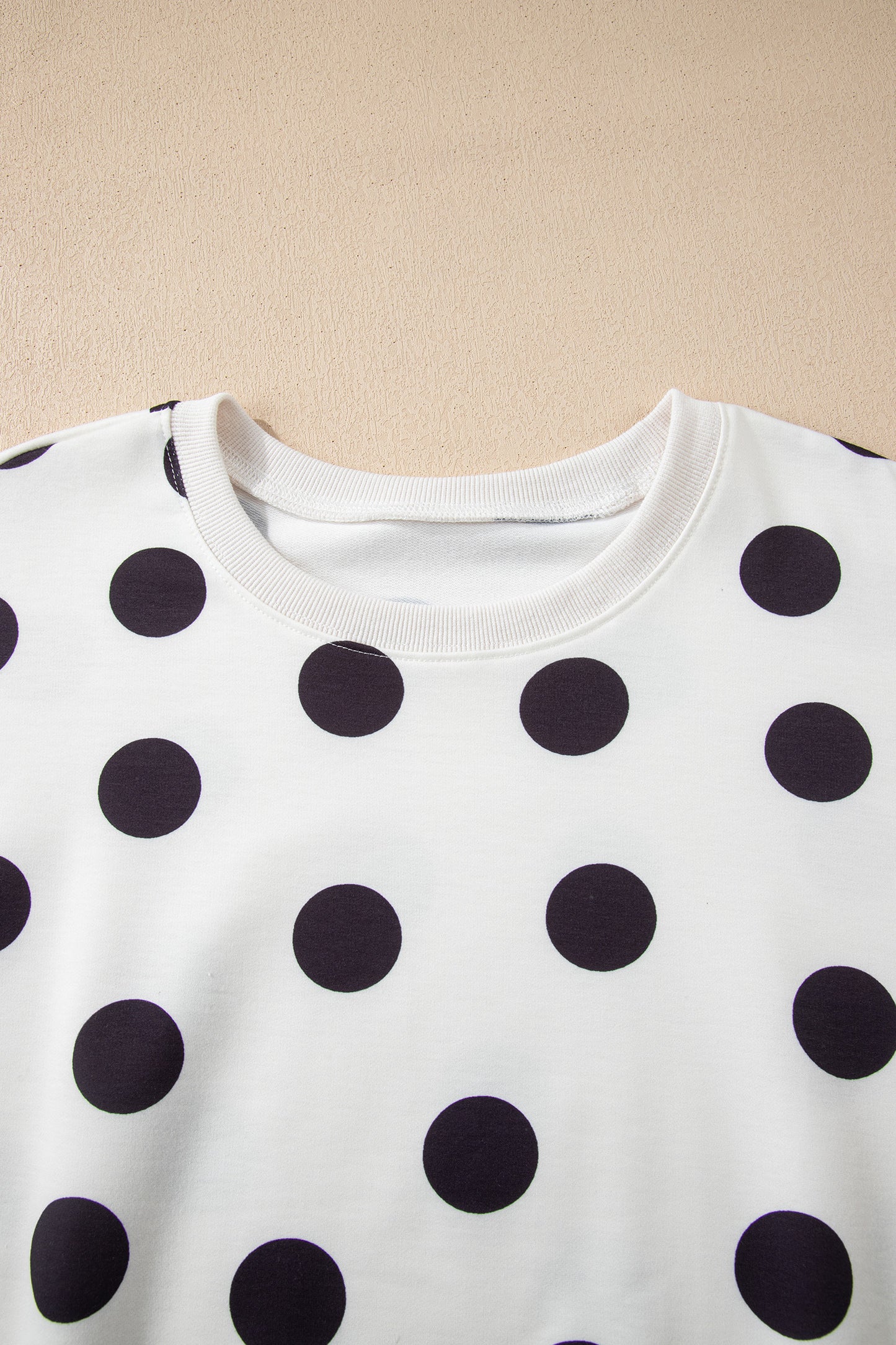 Sky Blue Polka Dot Print Drop Shoulder Pullover Drawstring Shorts Set