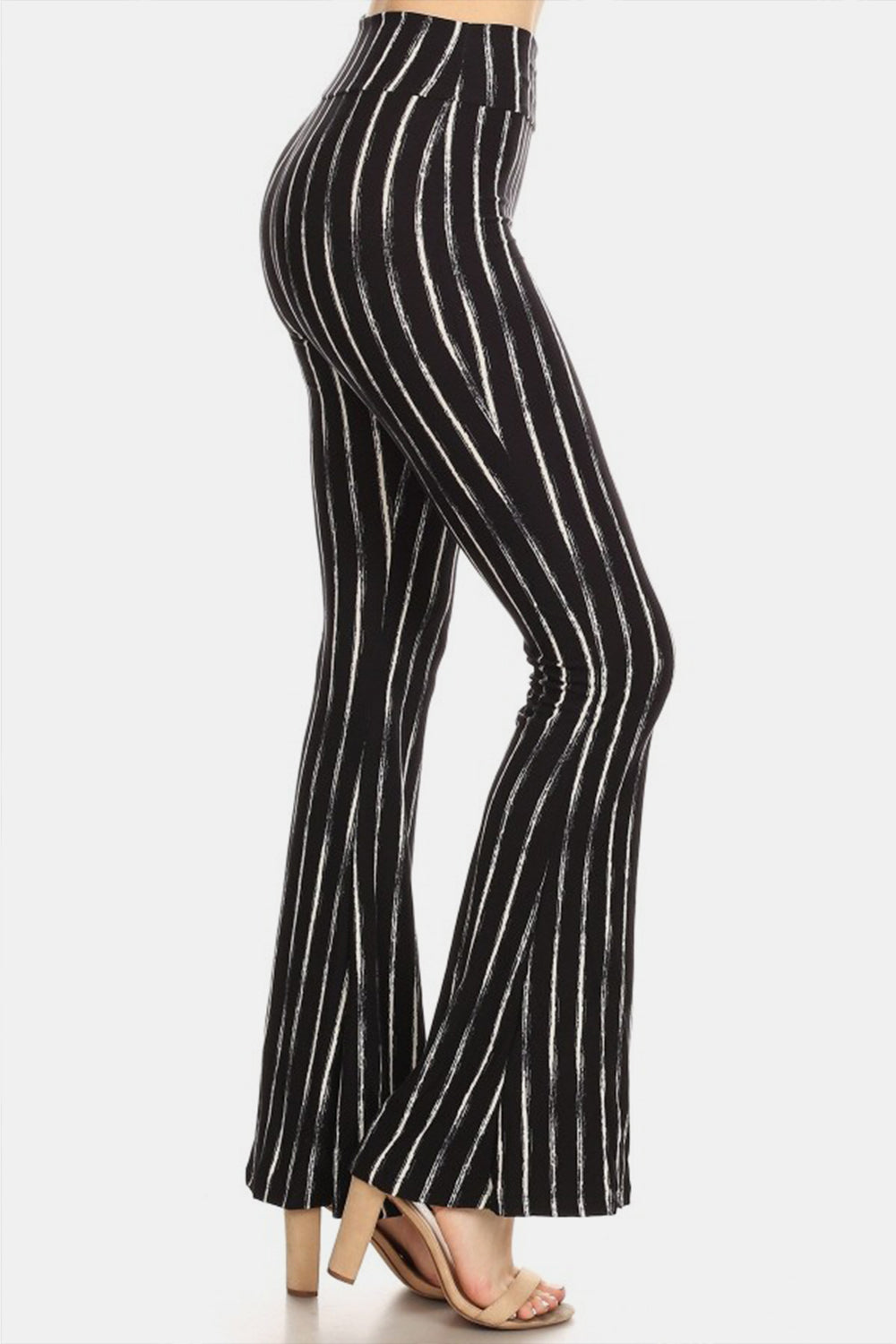 Blue Zone Planet | Leggings Depot Striped High Waist Flare Pants-BOTTOMS SIZES SMALL MEDIUM LARGE-[Adult]-[Female]-2022 Online Blue Zone Planet