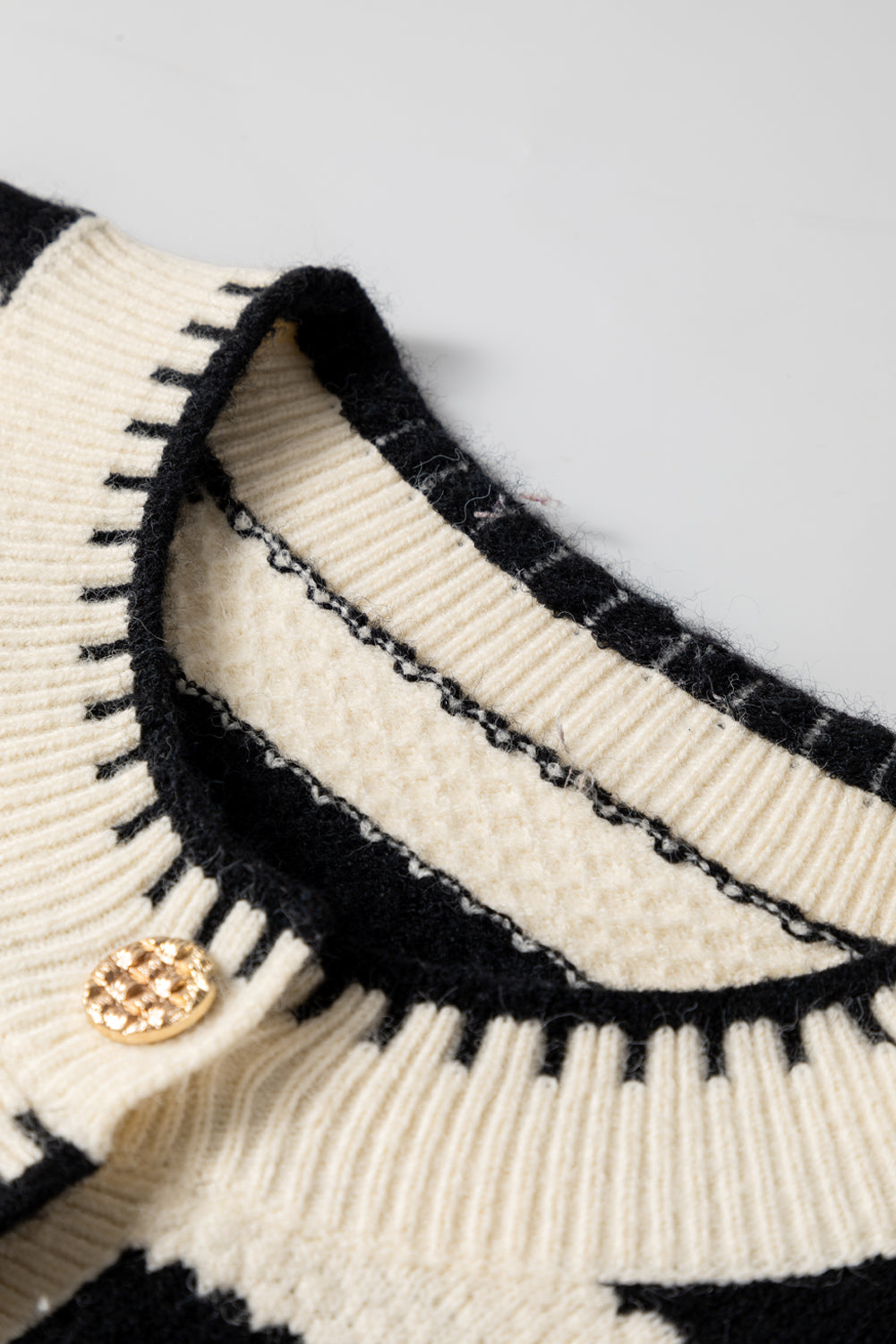 Black Stripe Chic Golden Button Cardigan Sweater-TOPS / DRESSES-[Adult]-[Female]-2022 Online Blue Zone Planet