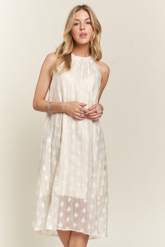 ADORA Applique Pearl Detail Grecian Neck Midi Dress-TOPS / DRESSES-[Adult]-[Female]-2022 Online Blue Zone Planet
