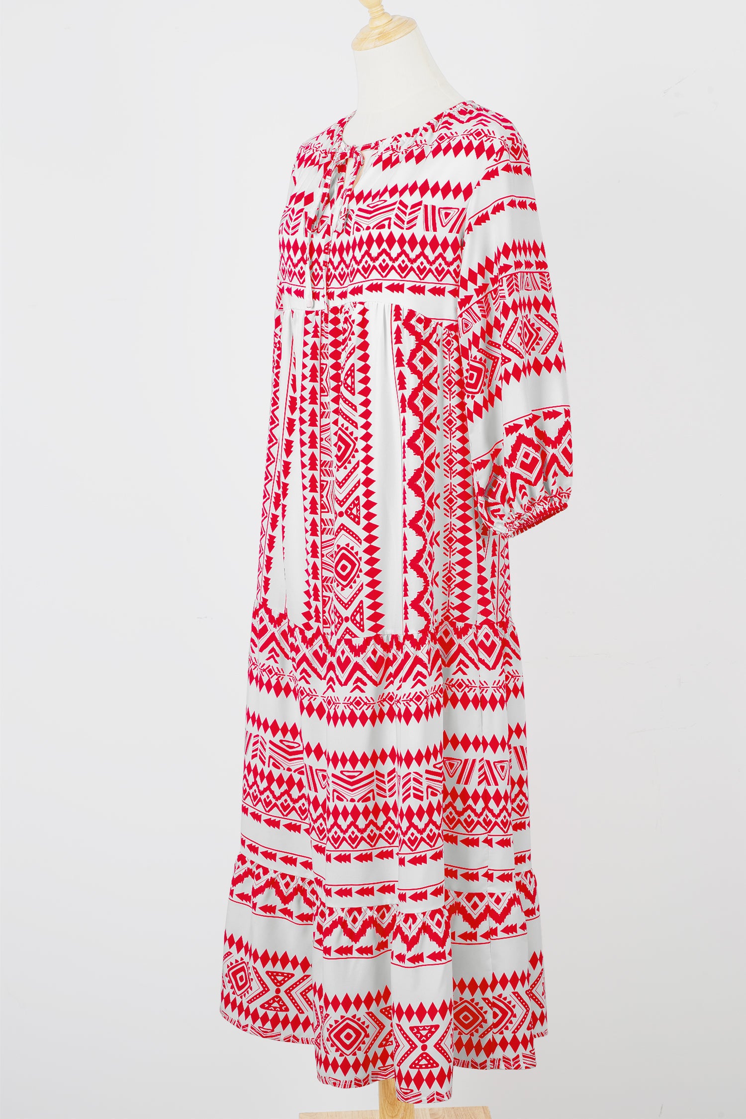 Red Boho Printed Half Sleeve Maxi Dress-TOPS / DRESSES-[Adult]-[Female]-2022 Online Blue Zone Planet