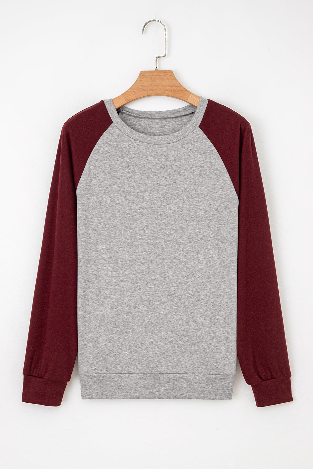 Red Dahlia Colorblock Raglan Long Sleeve T Shirt-Tops/Long Sleeve Tops-[Adult]-[Female]-2022 Online Blue Zone Planet