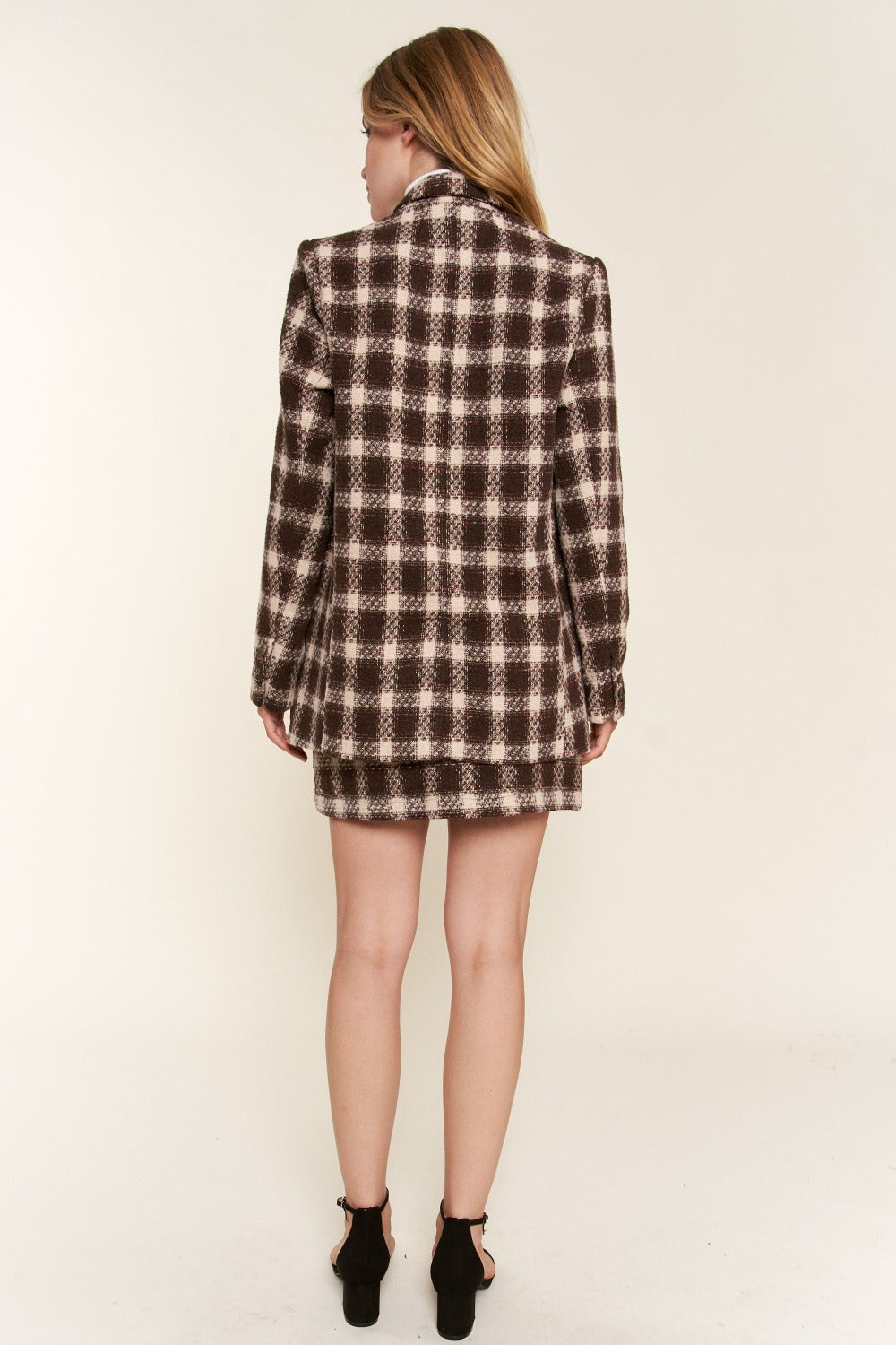 And The Why Full Size Plaid Brushed One Button Blazer-TOPS / DRESSES-[Adult]-[Female]-2022 Online Blue Zone Planet