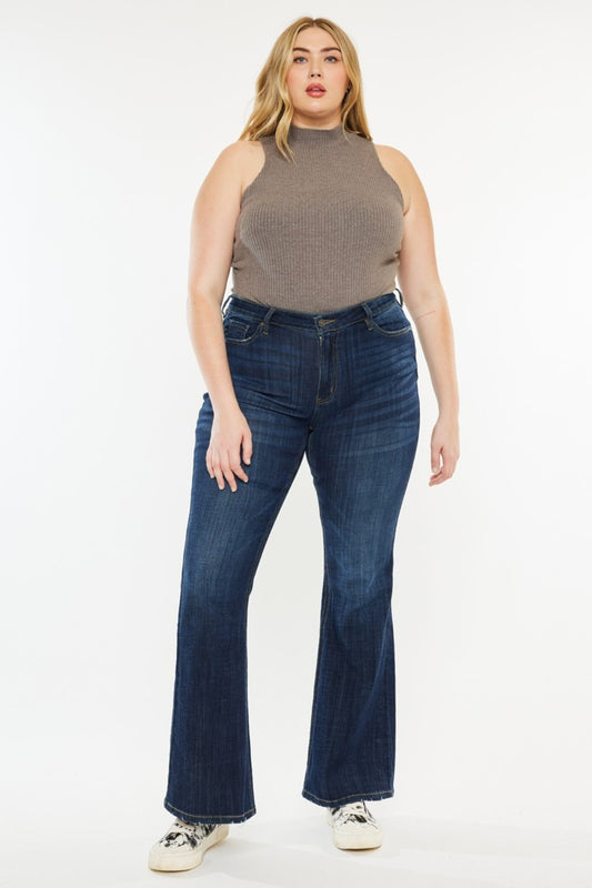 Blue Zone Planet | Kancan Full Size Mid Rise Flare Jeans-TOPS / DRESSES-[Adult]-[Female]-Dark-23-2022 Online Blue Zone Planet