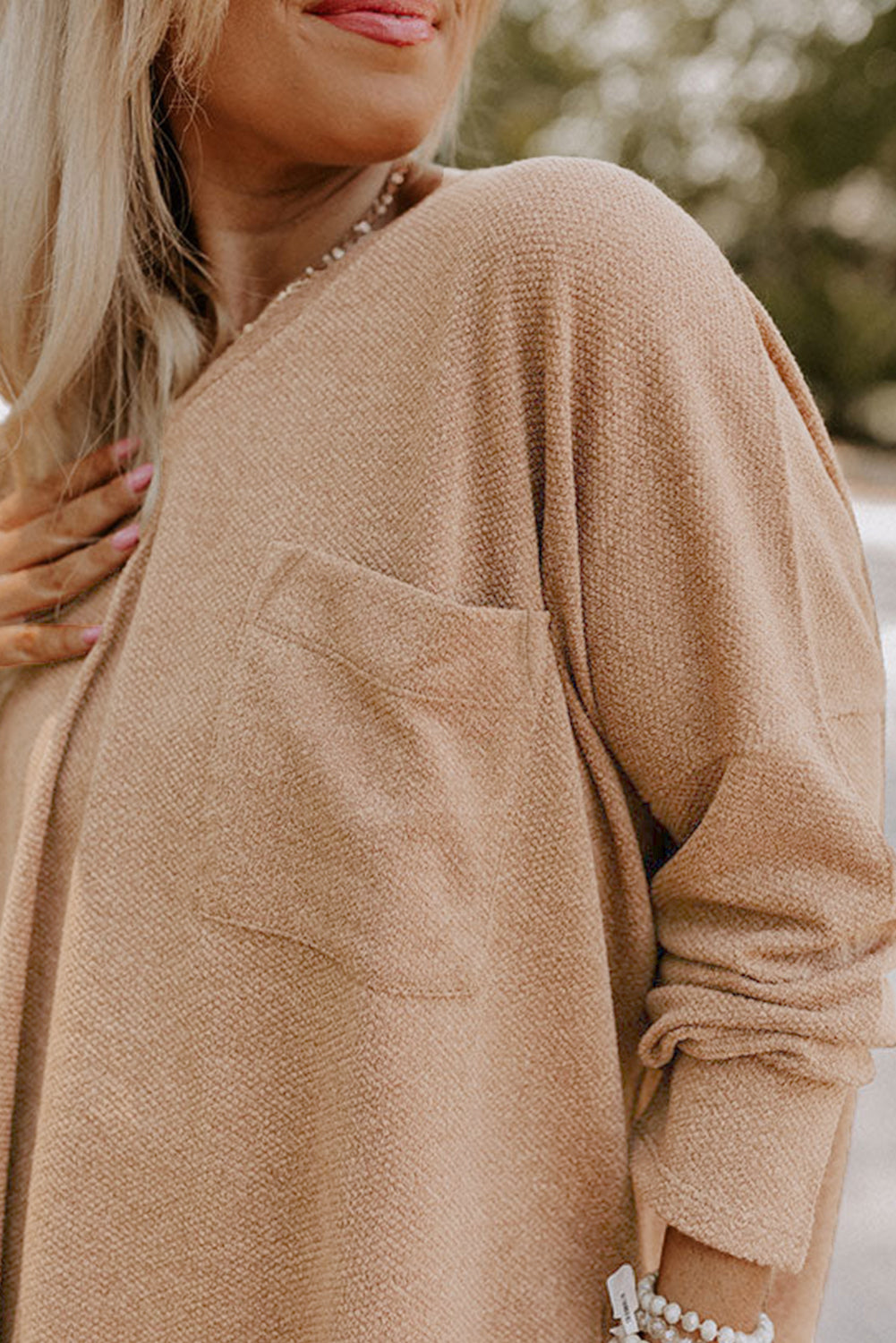 Parchment Plus Size Drop Shoulder Knit Tunic Top-Plus Size/Plus Size Tops/Plus Size Long Sleeve Tops-[Adult]-[Female]-2022 Online Blue Zone Planet