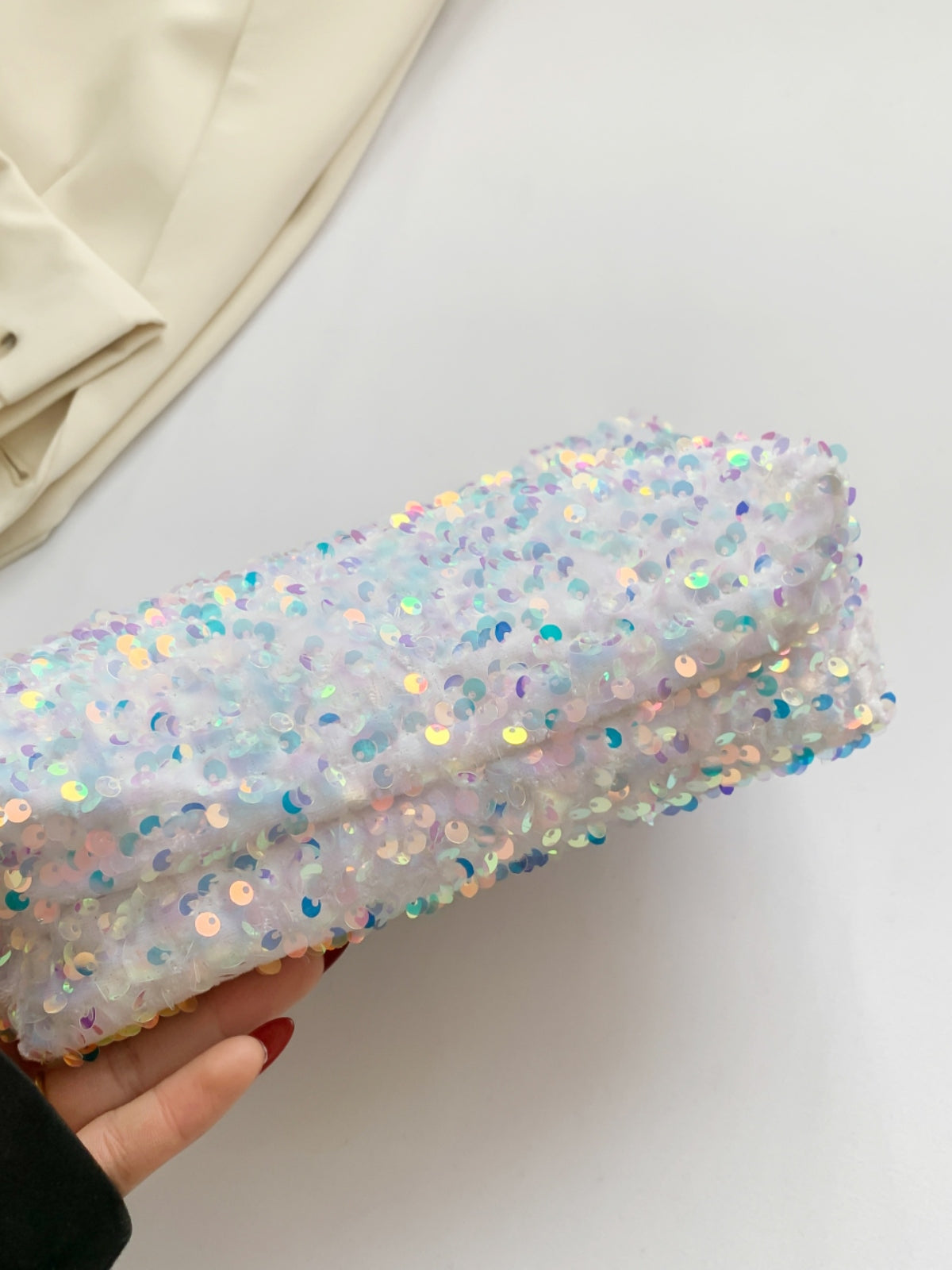 Sequin Clutch with Zipper-HANDBAGS-[Adult]-[Female]-2022 Online Blue Zone Planet