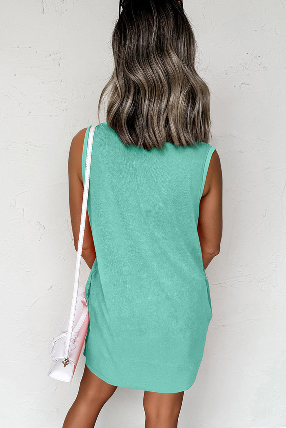 Sea Green Mineral Wash Tank Mini Dress with Pockets-TOPS / DRESSES-[Adult]-[Female]-2022 Online Blue Zone Planet
