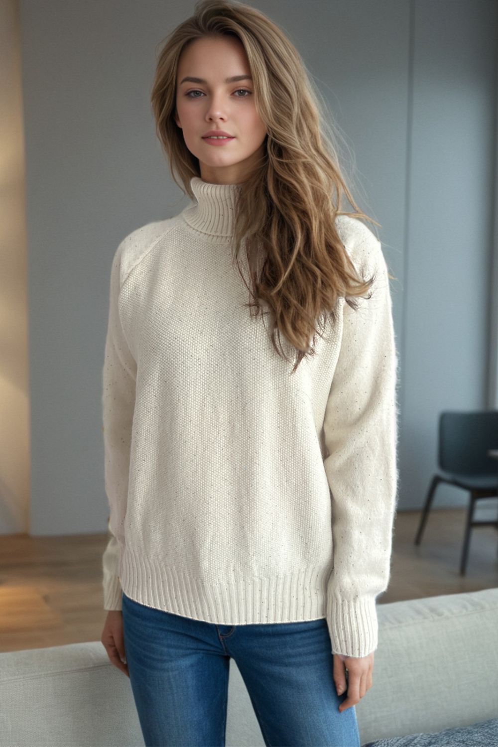 Blue Zone Planet | Ribbed Turtleneck Raglan Sleeve Sweater-TOPS / DRESSES-[Adult]-[Female]-2022 Online Blue Zone Planet