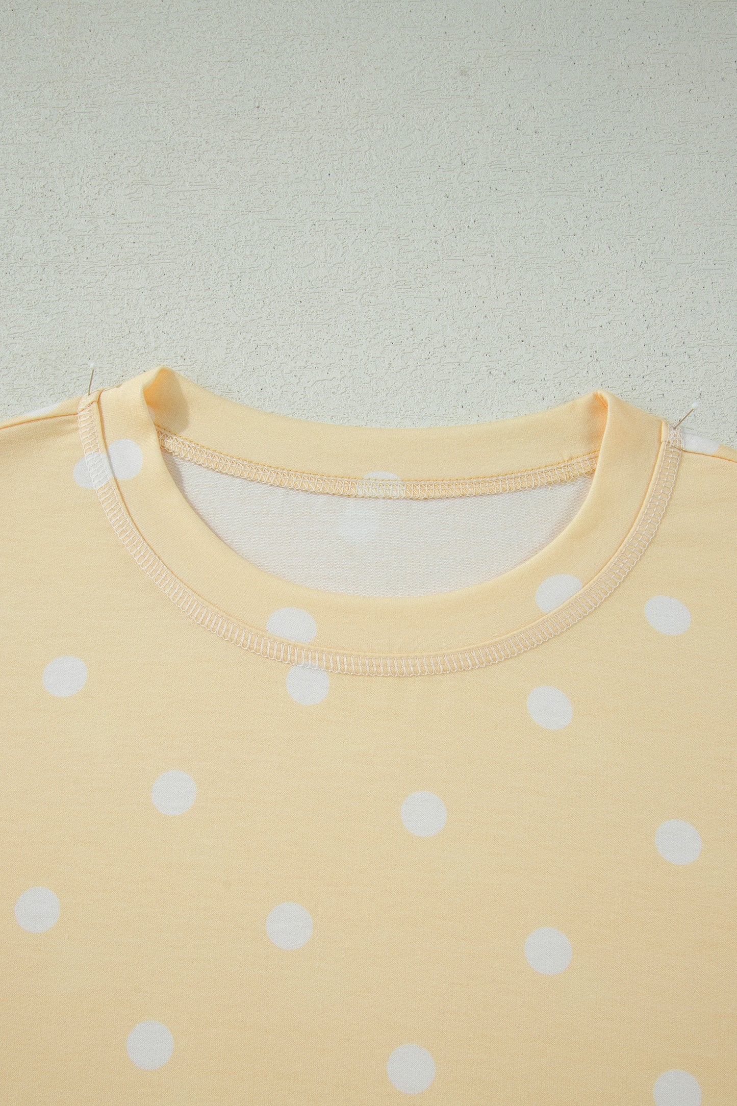 White Exposed Seam Detail Polka Dot Loose Tee Drawstring Shorts Set-Two Piece Sets/Short Sets-[Adult]-[Female]-2022 Online Blue Zone Planet
