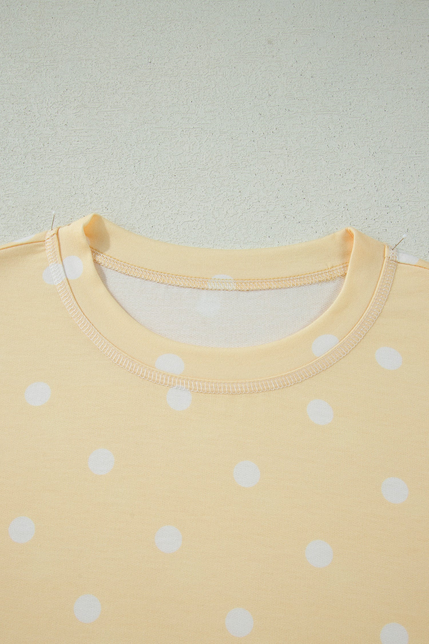 White Exposed Seam Detail Polka Dot Loose Tee Drawstring Shorts Set-Two Piece Sets/Short Sets-[Adult]-[Female]-2022 Online Blue Zone Planet