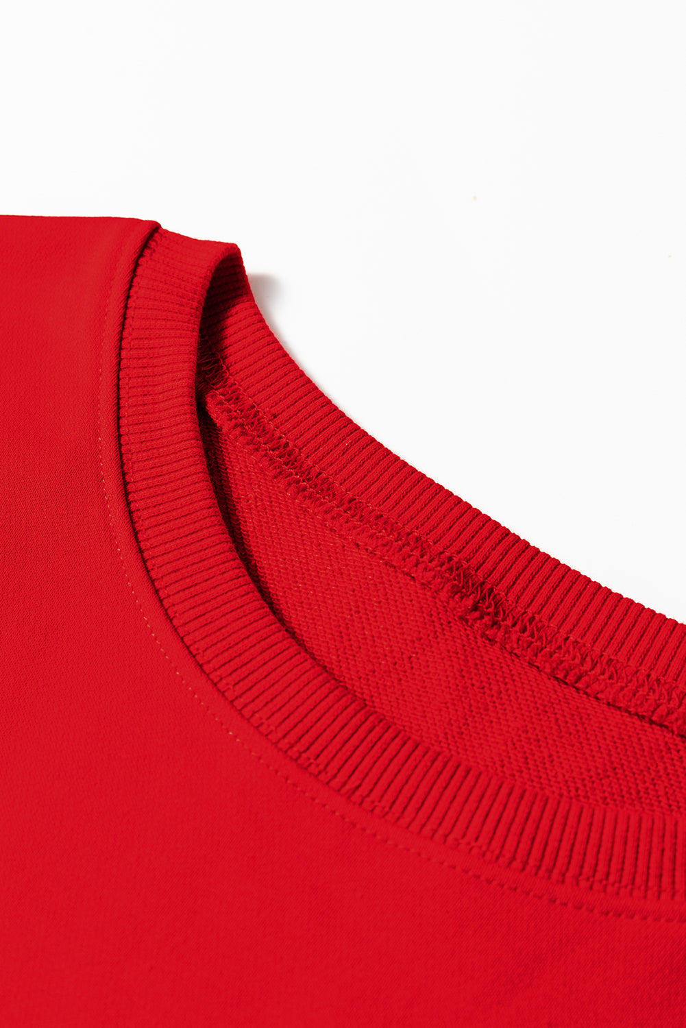 Fiery Red Varsity Contrast Banded Sleeve Shift Sweatshirt Dress-TOPS / DRESSES-[Adult]-[Female]-2022 Online Blue Zone Planet