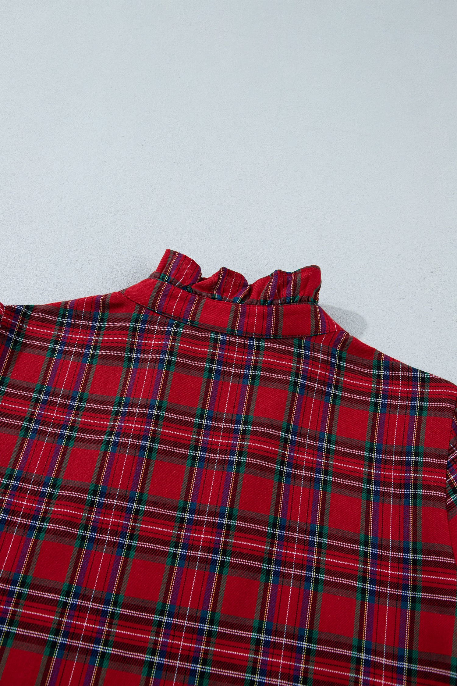 Red Plaid Long Sleeve Mini Shift Silhouette Decoration Dress-TOPS / DRESSES-[Adult]-[Female]-2022 Online Blue Zone Planet