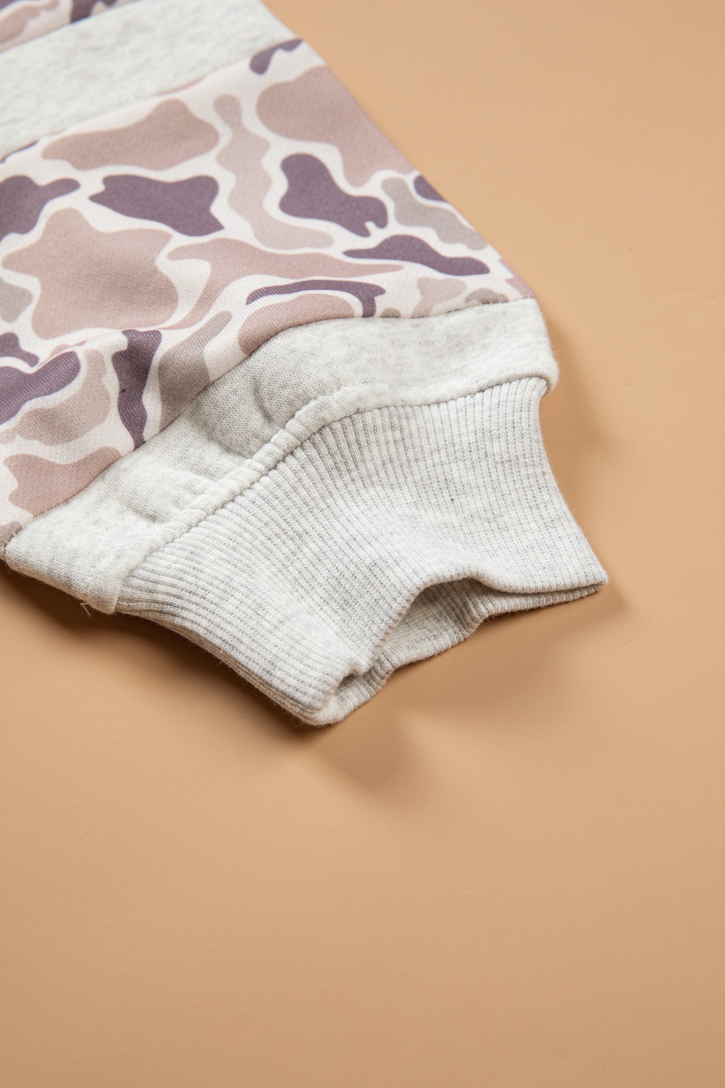 Light Grey Patchwork Camo Long Sleeve Hoodie-Tops / Dresses-[Adult]-[Female]-2022 Online Blue Zone Planet
