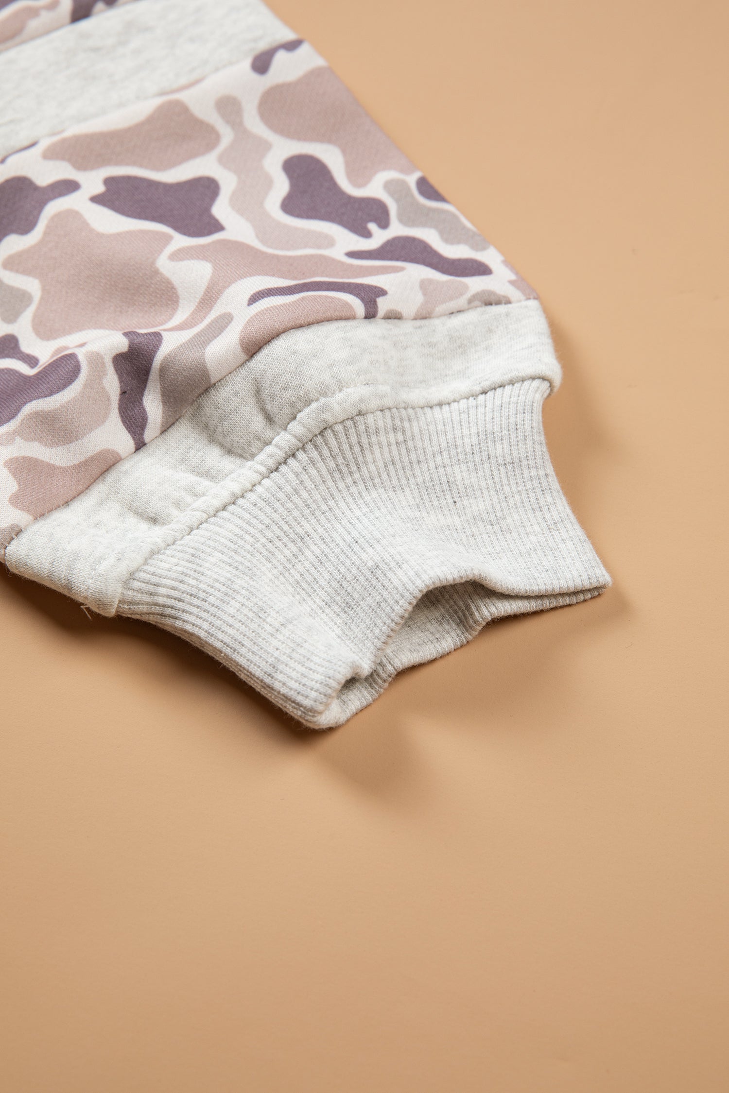 Light Grey Patchwork Camo Long Sleeve Hoodie-Tops / Dresses-[Adult]-[Female]-2022 Online Blue Zone Planet