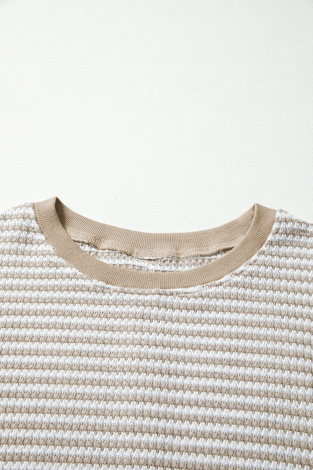 Brown Stripe Ribbed Trim Drop Shoulder Long Sleeve Oversize Top-Tops/Long Sleeve Tops-[Adult]-[Female]-2022 Online Blue Zone Planet