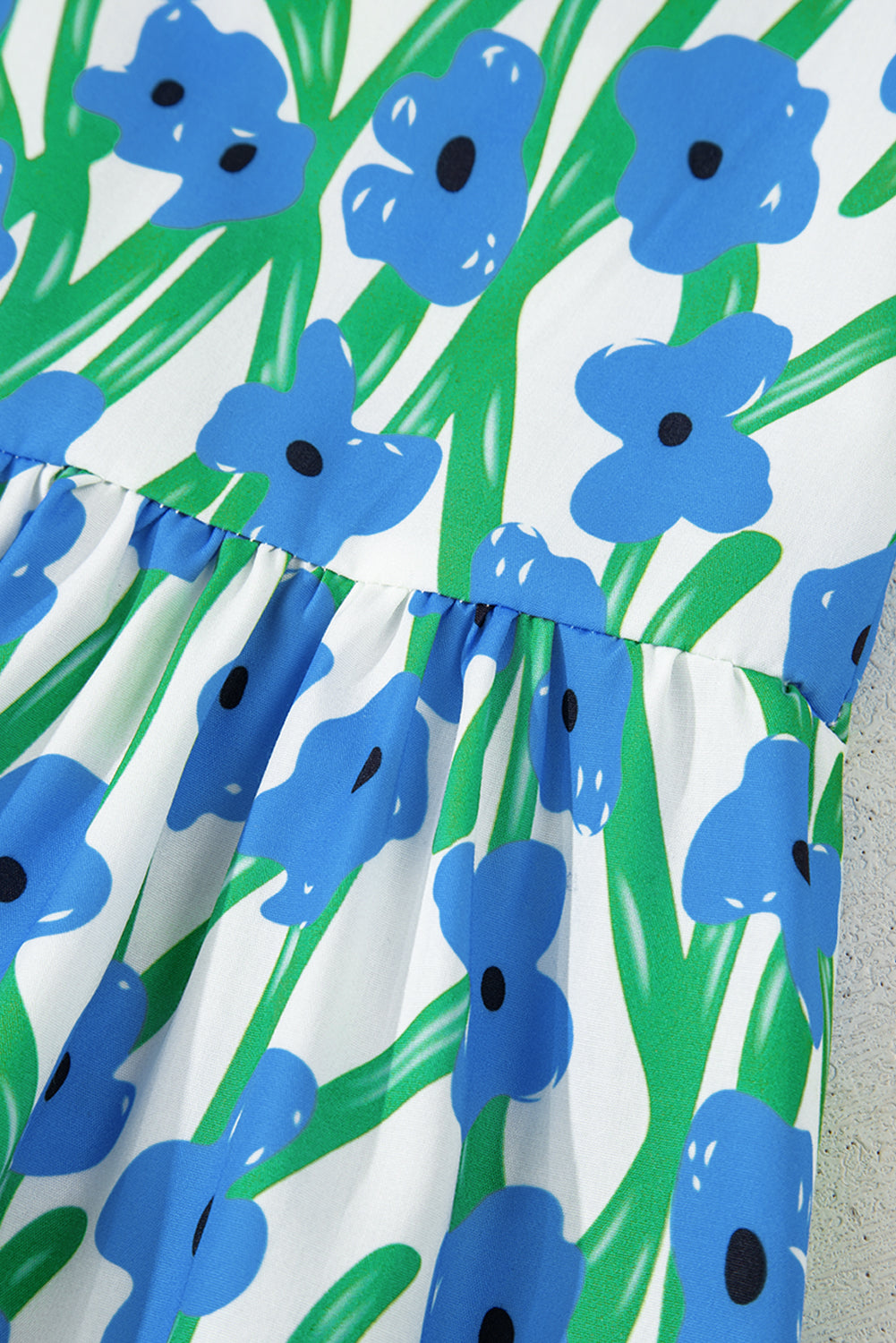 Blue Floral Print Square Neck Ruffled Strap Maxi Dress-TOPS / DRESSES-[Adult]-[Female]-2022 Online Blue Zone Planet