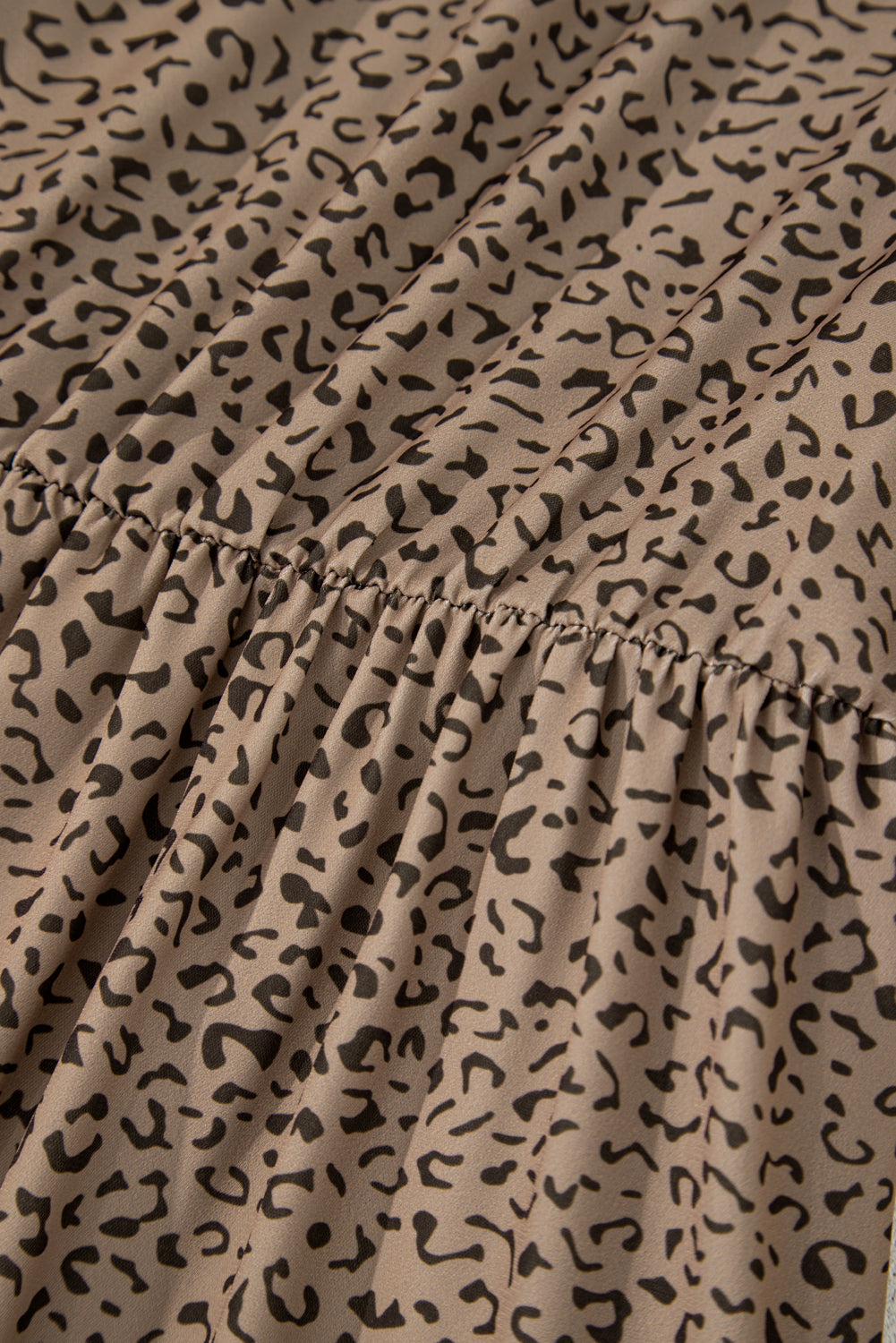 Brown Plus Size Leopard Print Frill Trim Short Sleeve Flared Dress-TOPS / DRESSES-[Adult]-[Female]-2022 Online Blue Zone Planet