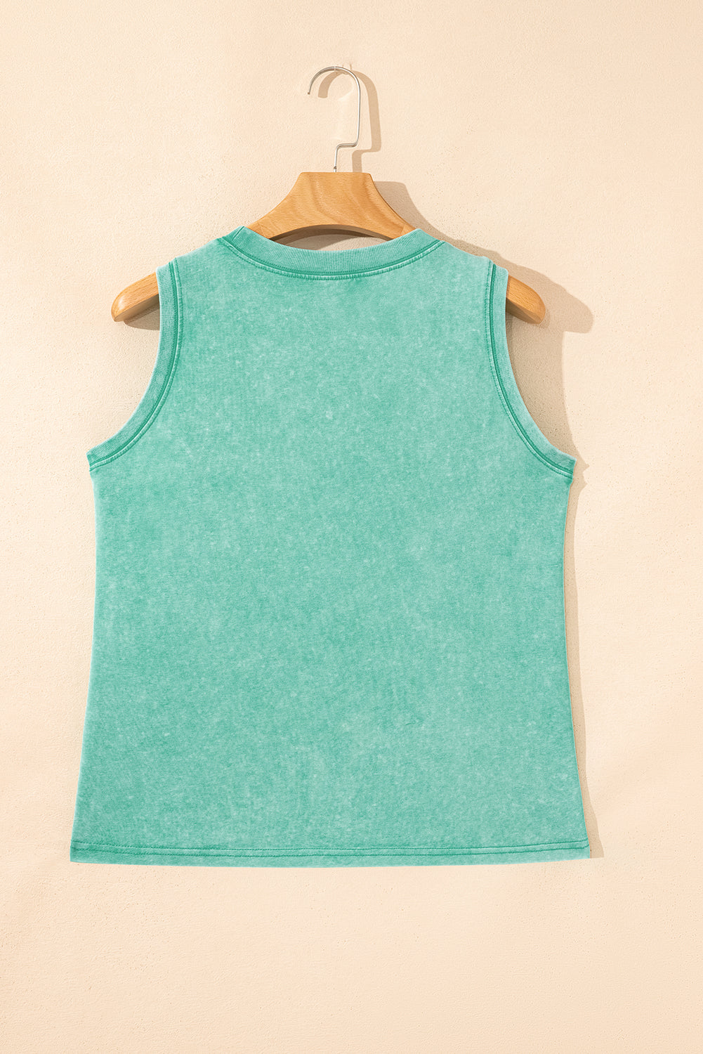 Sea Green Mineral Wash Patched Chest Pocket Casual Tank Top-Tops/Tank Tops-[Adult]-[Female]-2022 Online Blue Zone Planet