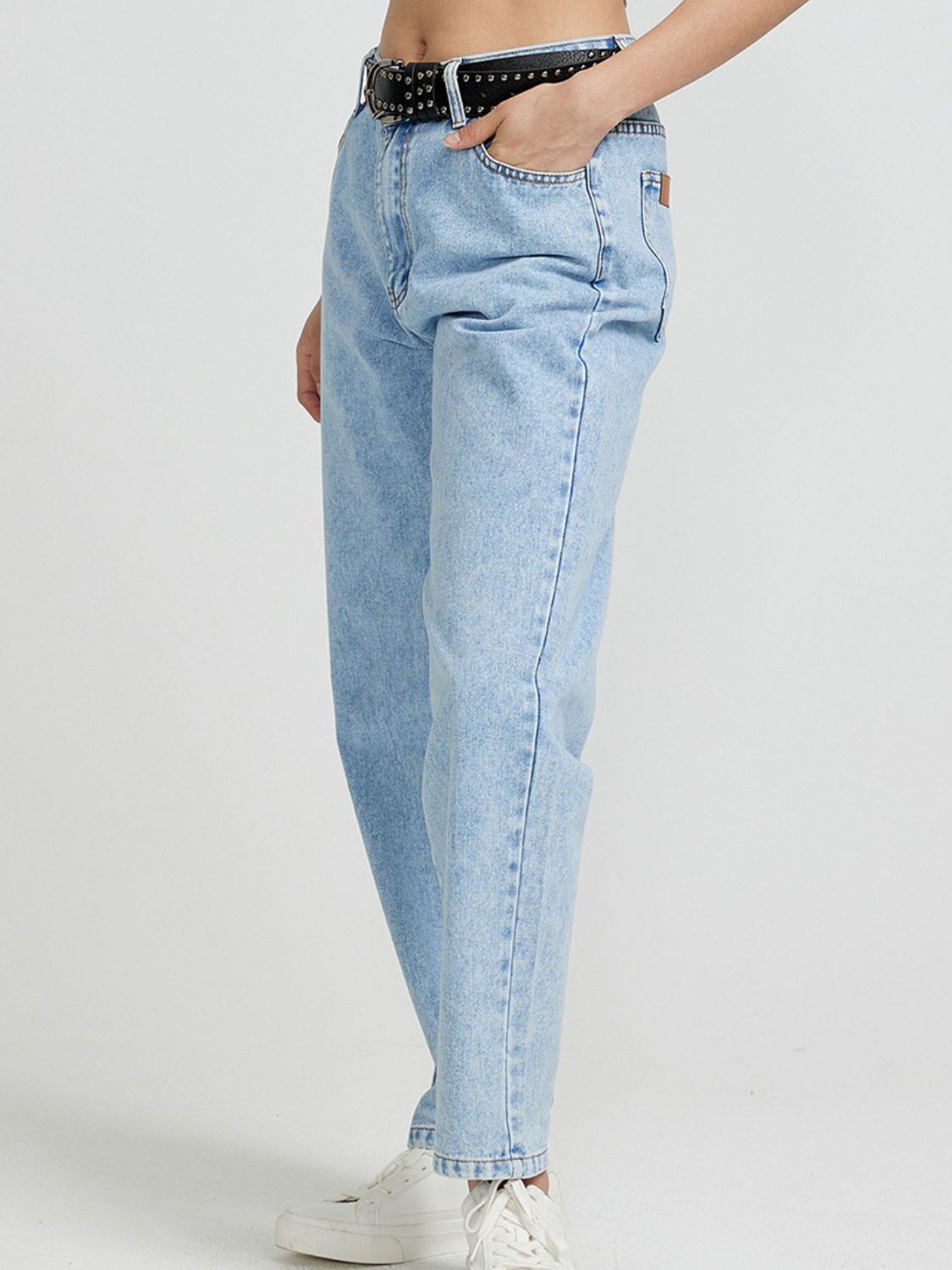 Pocketed Straight Leg Jeans-BOTTOMS SIZES SMALL MEDIUM LARGE-[Adult]-[Female]-2022 Online Blue Zone Planet