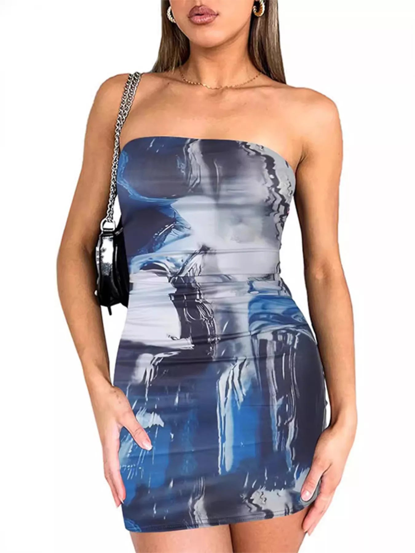 Tie-Dye Bodycon Mini Dress Blue Zone Planet Tie-Dye Bodycon Mini Dress Blue Zone Planet