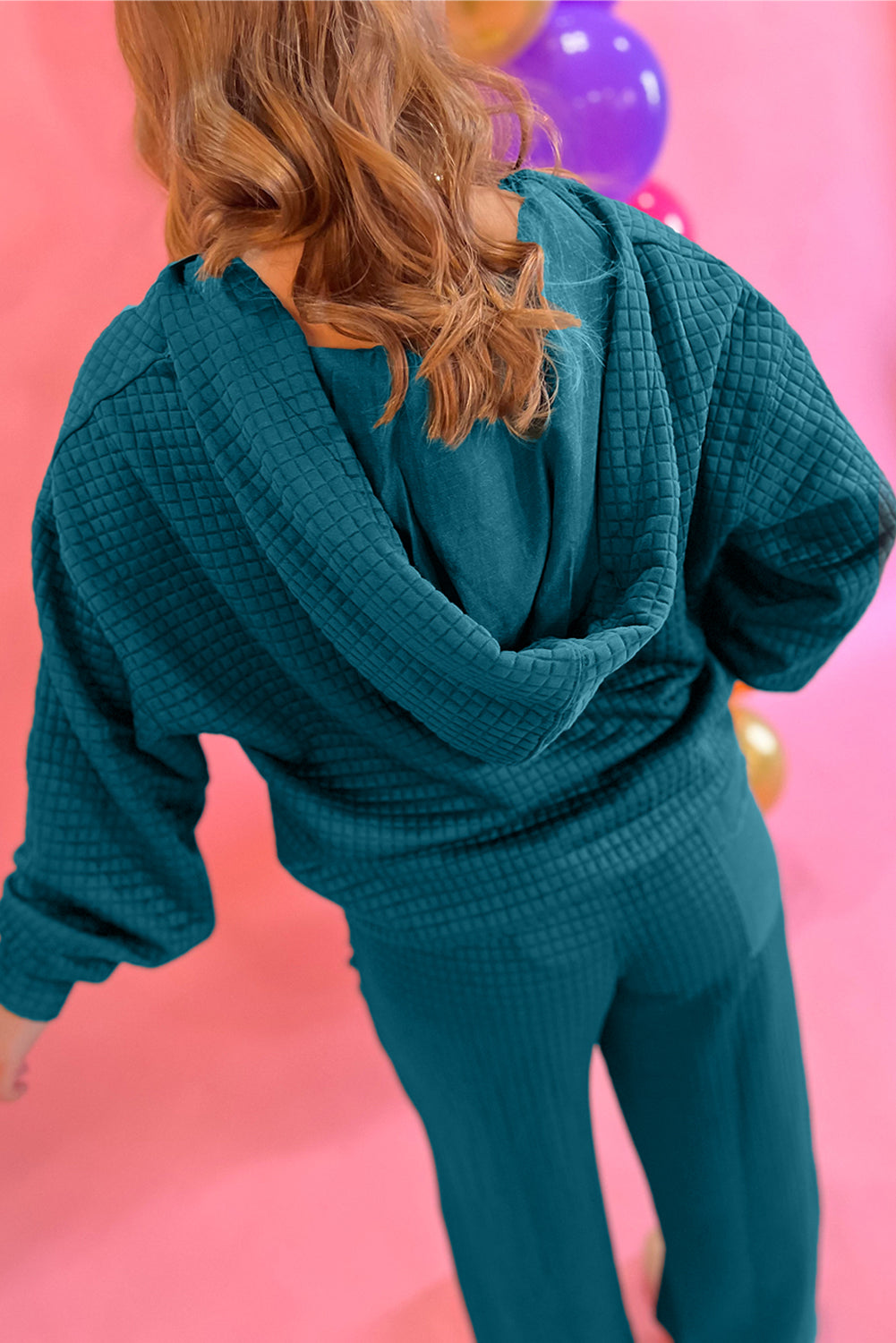 Skobeloff Waffled Textured Raw Edge Patchwork 2pcs Loose Pant Set-Two Piece Sets/Pant Sets-[Adult]-[Female]-2022 Online Blue Zone Planet