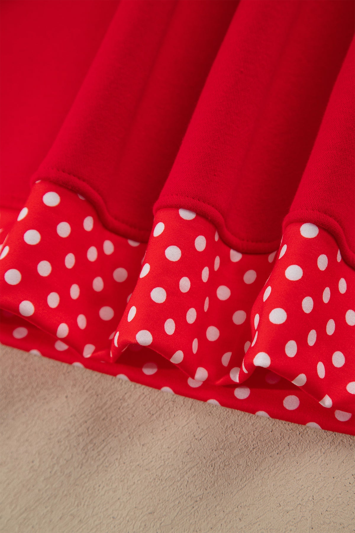 Fiery Red Polka Dot Letter Print Contrast Trim Mock Neck Sweatshirt-Tops/Sweatshirts & Hoodies-[Adult]-[Female]-2022 Online Blue Zone Planet
