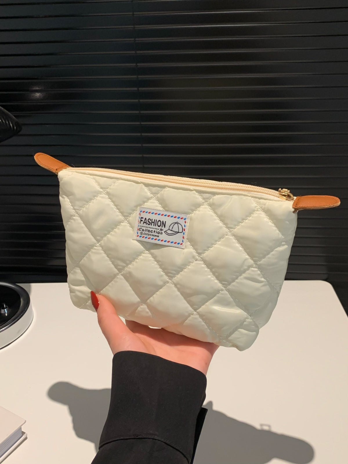 Solid Quilted Clutch with Zipper-HANDBAGS-[Adult]-[Female]-2022 Online Blue Zone Planet