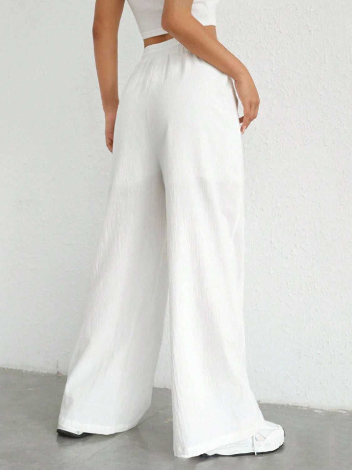 Drawstring Wide Leg Pants-BOTTOMS SIZES SMALL MEDIUM LARGE-[Adult]-[Female]-2022 Online Blue Zone Planet