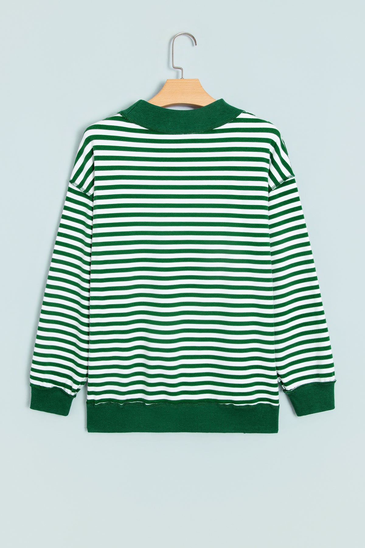 Red Stripe Christmas Slogan Embroidery Patched Mock Neck Oversized Sweatshirt-Tops/Sweatshirts & Hoodies-[Adult]-[Female]-2022 Online Blue Zone Planet