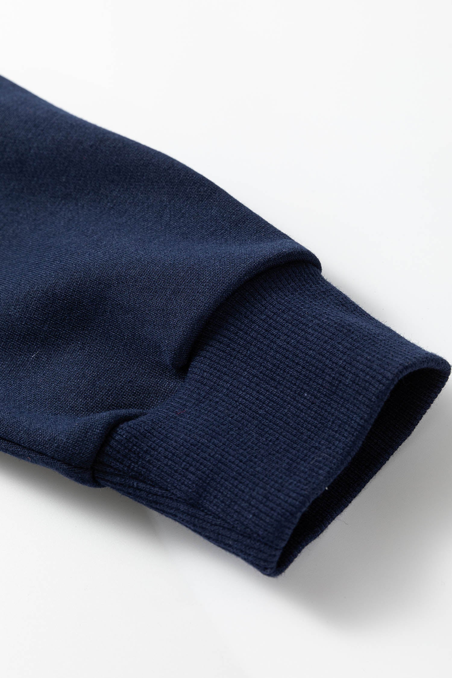 Navy Blue Varsity Striped Sleeve Drop Shoulder Sweatshirt And Short Set-Two Piece Sets/Short Sets-[Adult]-[Female]-2022 Online Blue Zone Planet