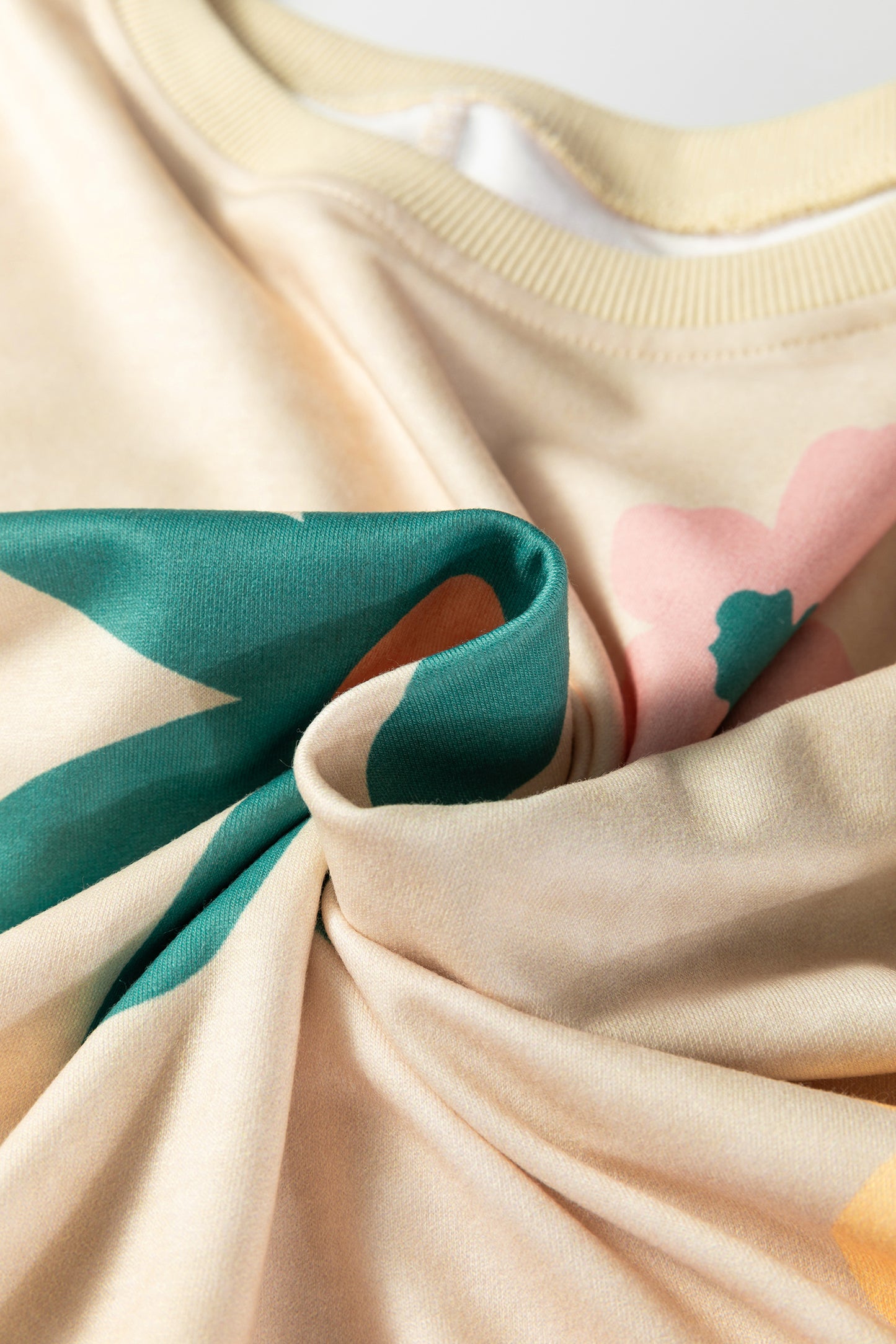 Khaki Mineral Washed French Terry Flower Print Sweatshirt-Tops/Sweatshirts & Hoodies-[Adult]-[Female]-2022 Online Blue Zone Planet