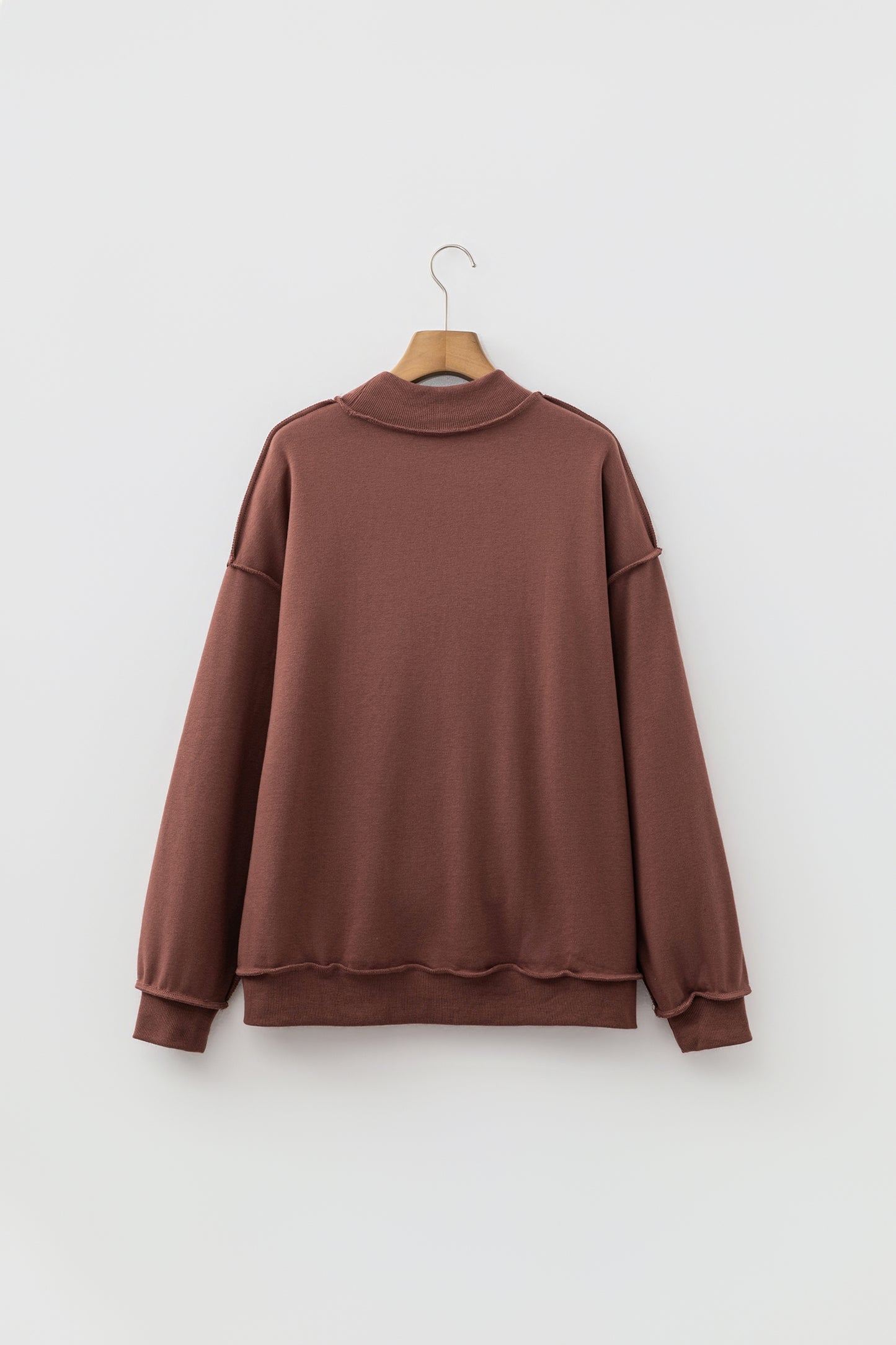 Red Dahlia Oversize Drop Shoulder Reversible Mock Neck Sweatshirt-Tops/Sweatshirts & Hoodies-[Adult]-[Female]-2022 Online Blue Zone Planet