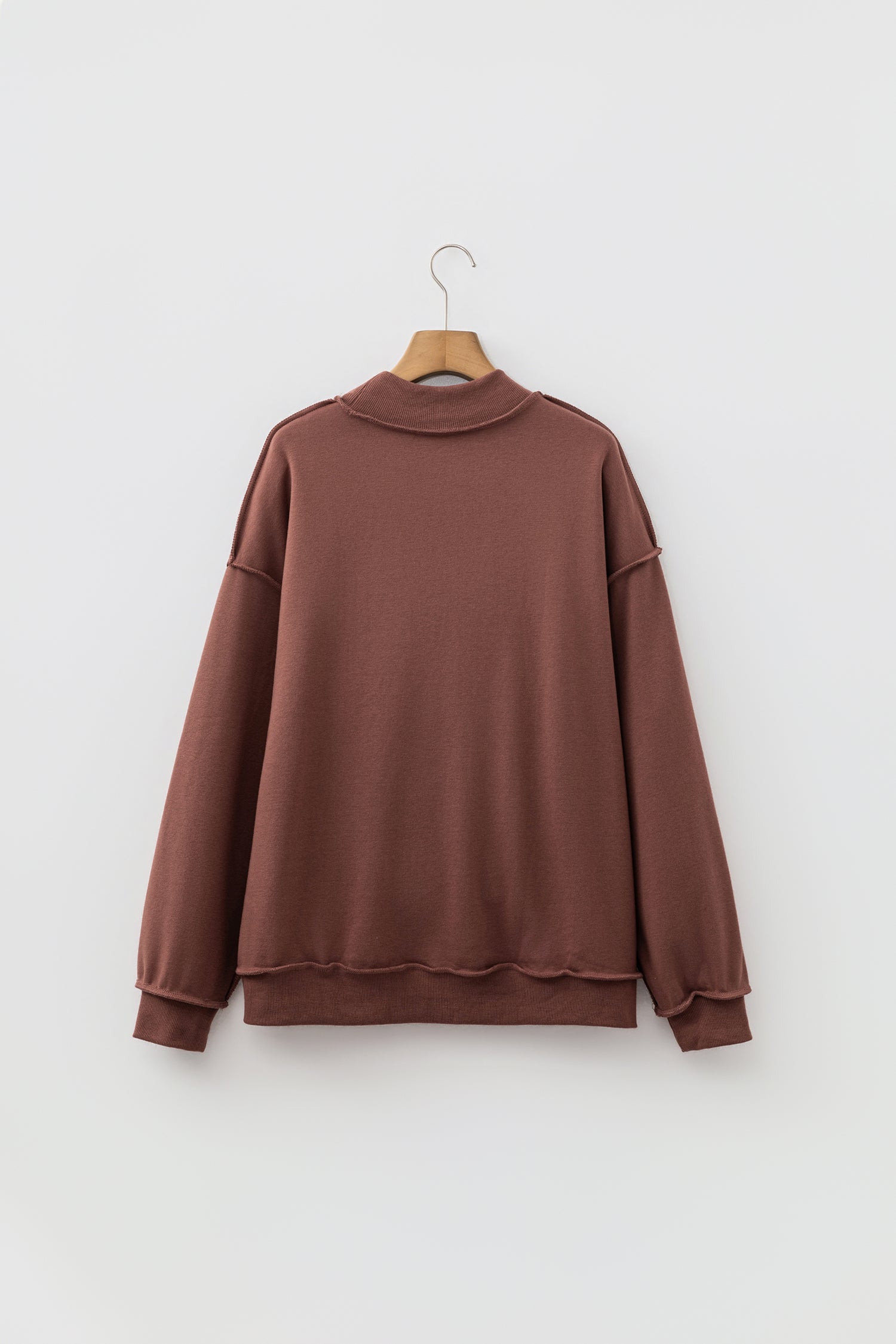 Red Dahlia Oversize Drop Shoulder Reversible Mock Neck Sweatshirt-Tops/Sweatshirts & Hoodies-[Adult]-[Female]-2022 Online Blue Zone Planet