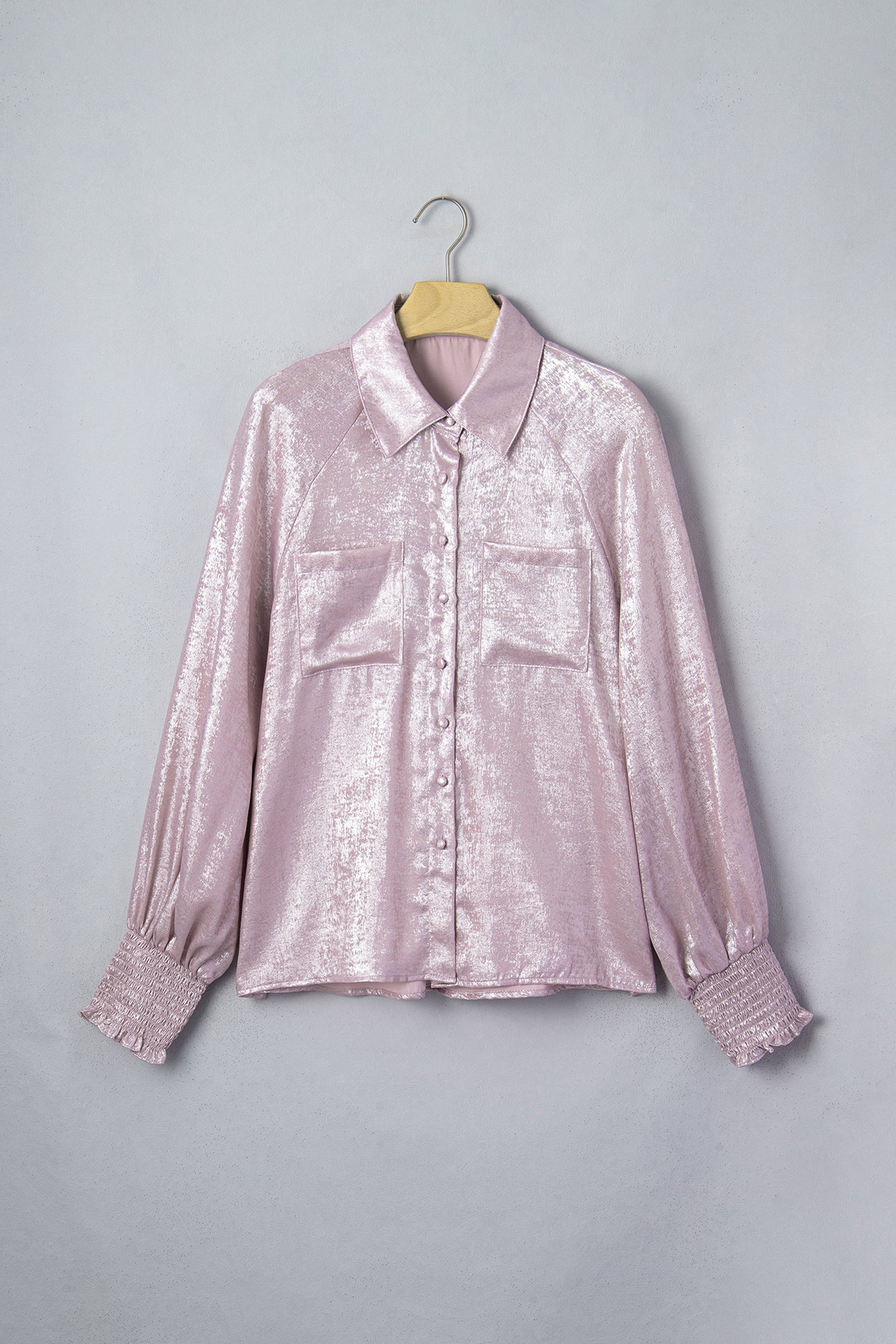 Delicacy Long Sleeve Button Front Ruffle Cuffs Back Paneling Shirt-Tops/Blouses & Shirts-[Adult]-[Female]-2022 Online Blue Zone Planet