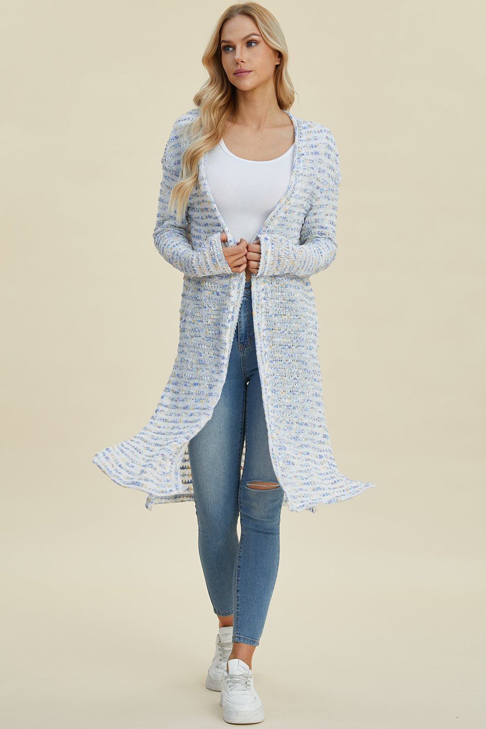 Blue Zone Planet | Double Take Full Size Open Front Longline Cardigan-TOPS / DRESSES-[Adult]-[Female]-2022 Online Blue Zone Planet