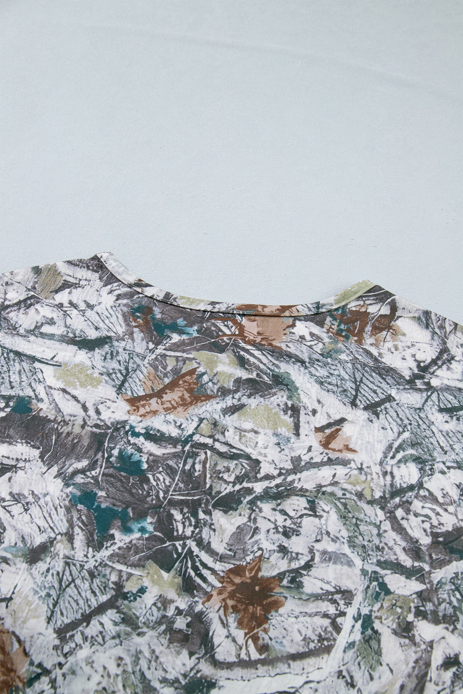 Gray Abstract Woodland Print Tunic Henley T Shirt-Tops/Tops & Tees-[Adult]-[Female]-2022 Online Blue Zone Planet