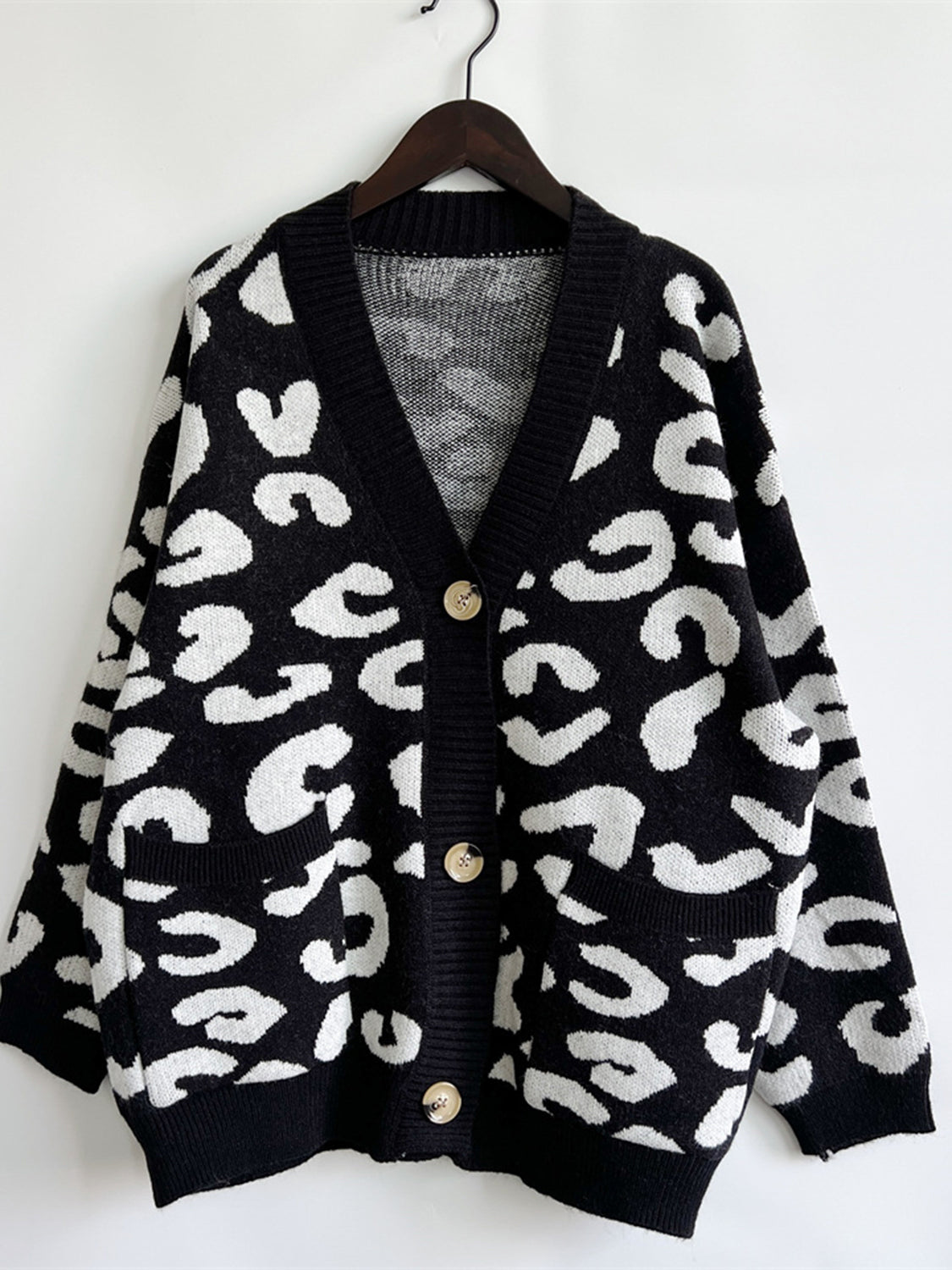 Leopard Button Front Cardigan with Pockets-TOPS / DRESSES-[Adult]-[Female]-2022 Online Blue Zone Planet