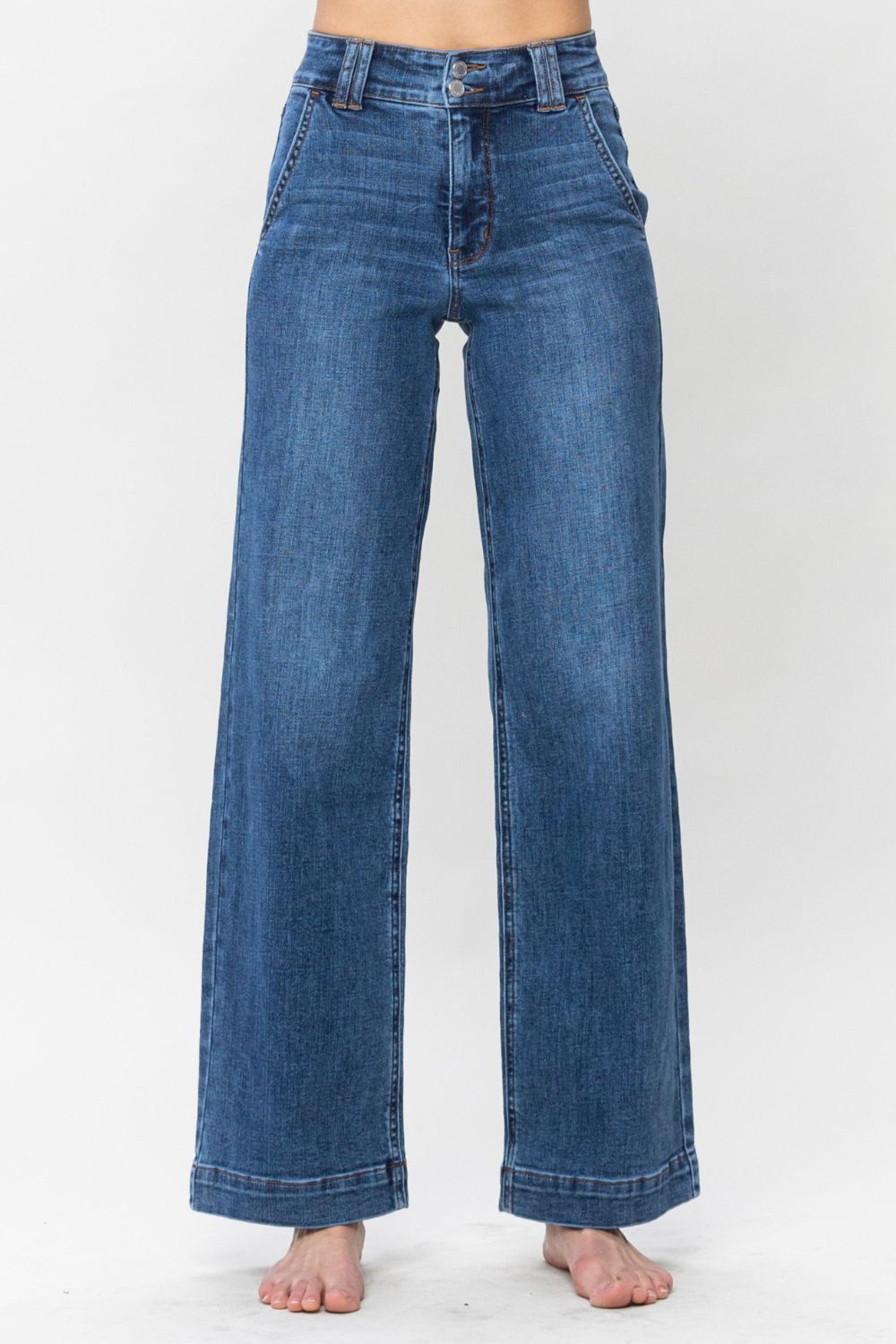 Blue Zone Planet | Judy Blue Full Size Double Button Wide Leg Jeans-BOTTOMS SIZES SMALL MEDIUM LARGE-[Adult]-[Female]-Medium-0(24)-2022 Online Blue Zone Planet