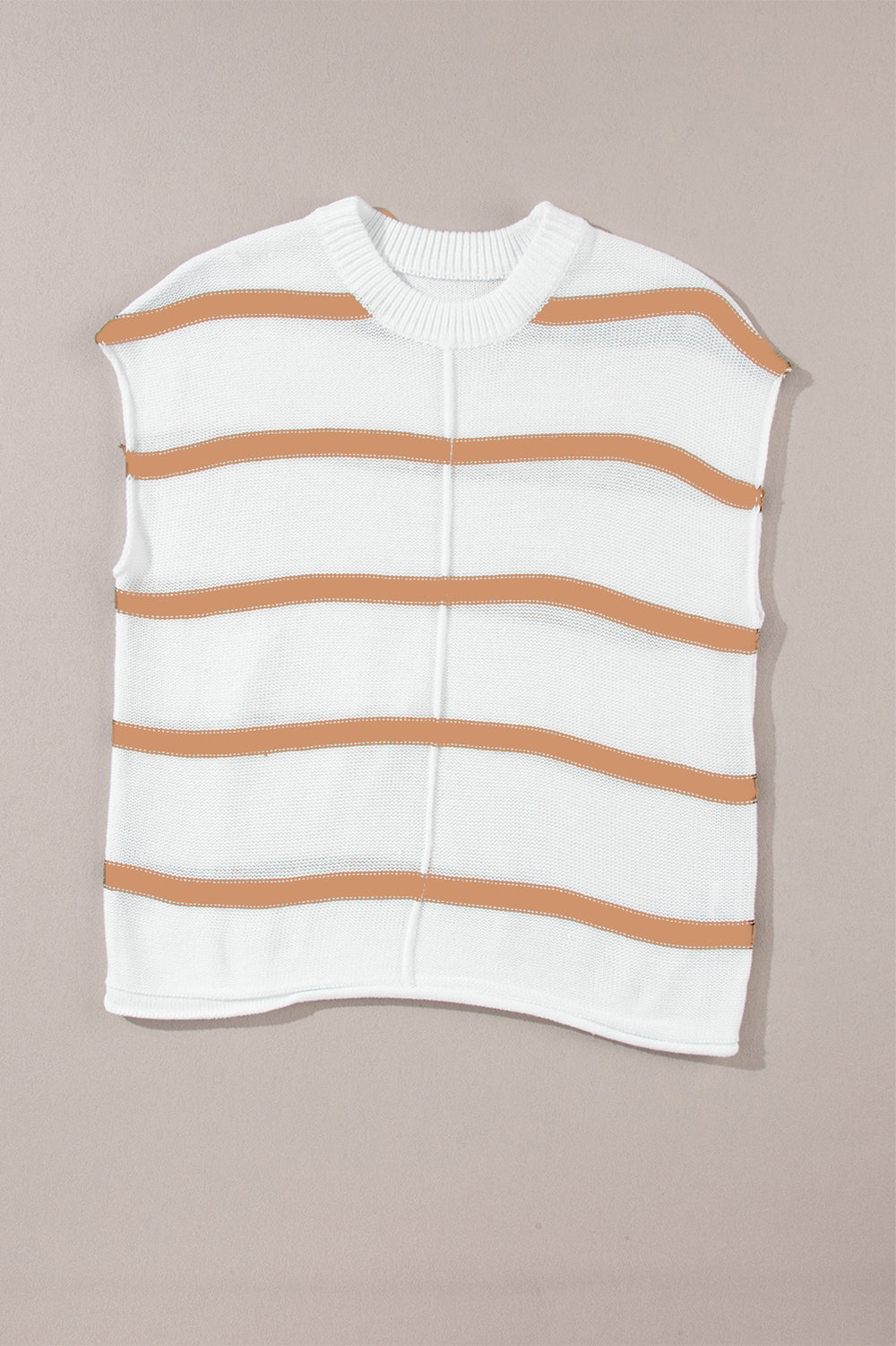 Blue Zone Planet | Striped Round Neck Cap Sleeve Sweater-TOPS / DRESSES-[Adult]-[Female]-Sherbet-XL-2022 Online Blue Zone Planet