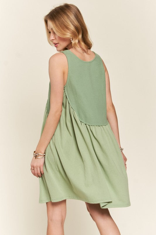 ADORA Decorative Button Sleeveless Babydoll Dress-TOPS / DRESSES-[Adult]-[Female]-2022 Online Blue Zone Planet