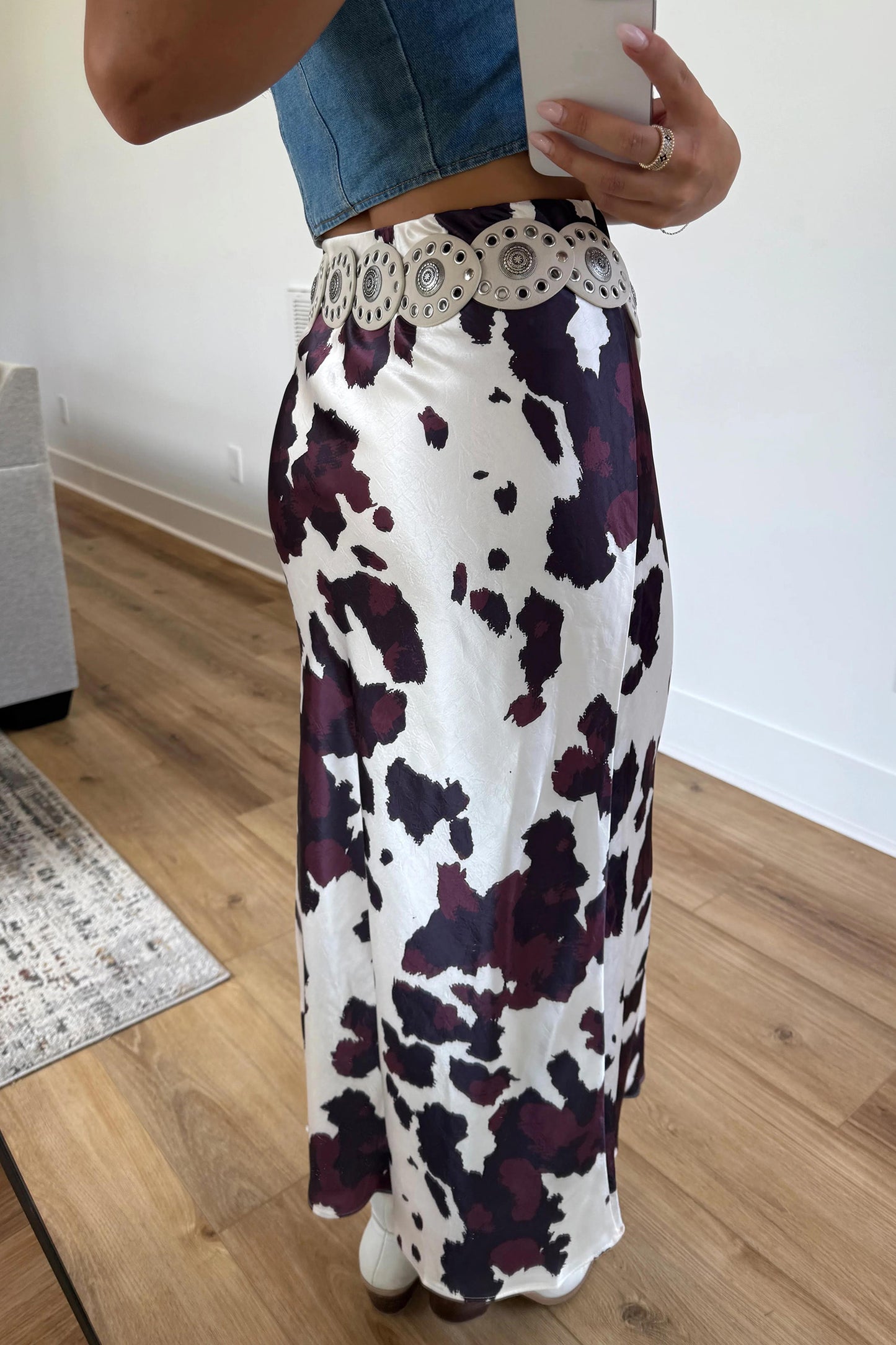 Brown Abstract Print Western Long Metal Zip-Up Waist Daily Wear Skirt-Bottoms/Skirts & Petticoat-[Adult]-[Female]-2022 Online Blue Zone Planet