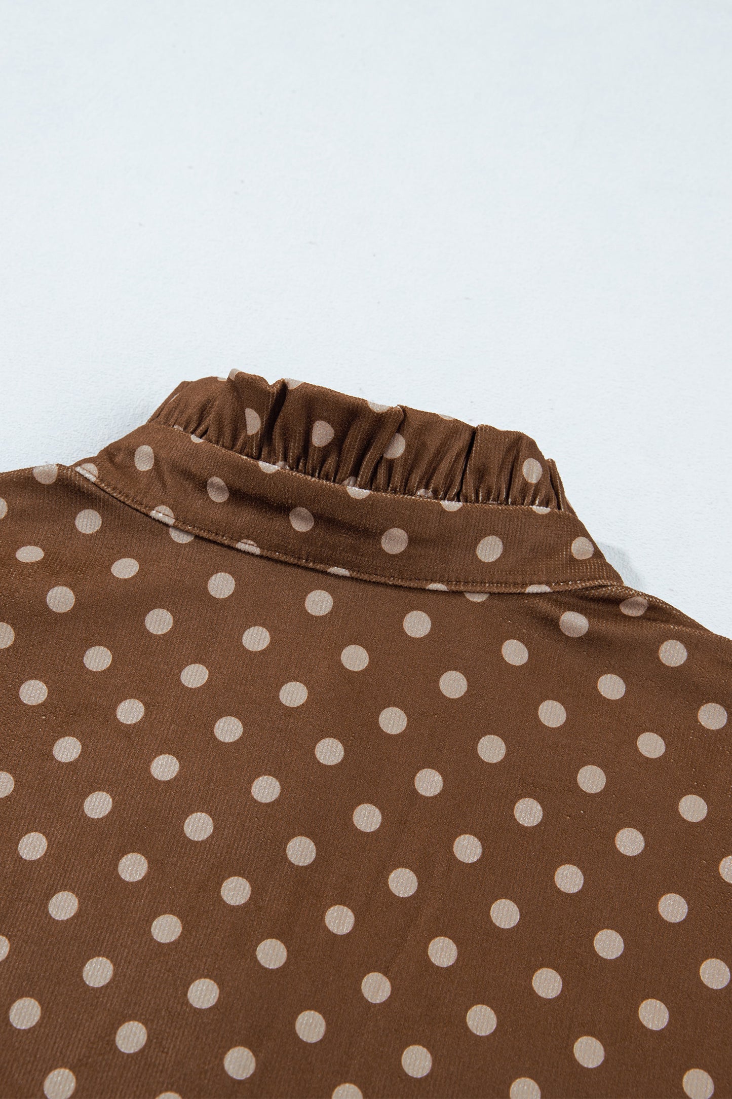 Brown Polka Dot V Neck Long Sleeve Button Shift Dress-TOPS / DRESSES-[Adult]-[Female]-2022 Online Blue Zone Planet