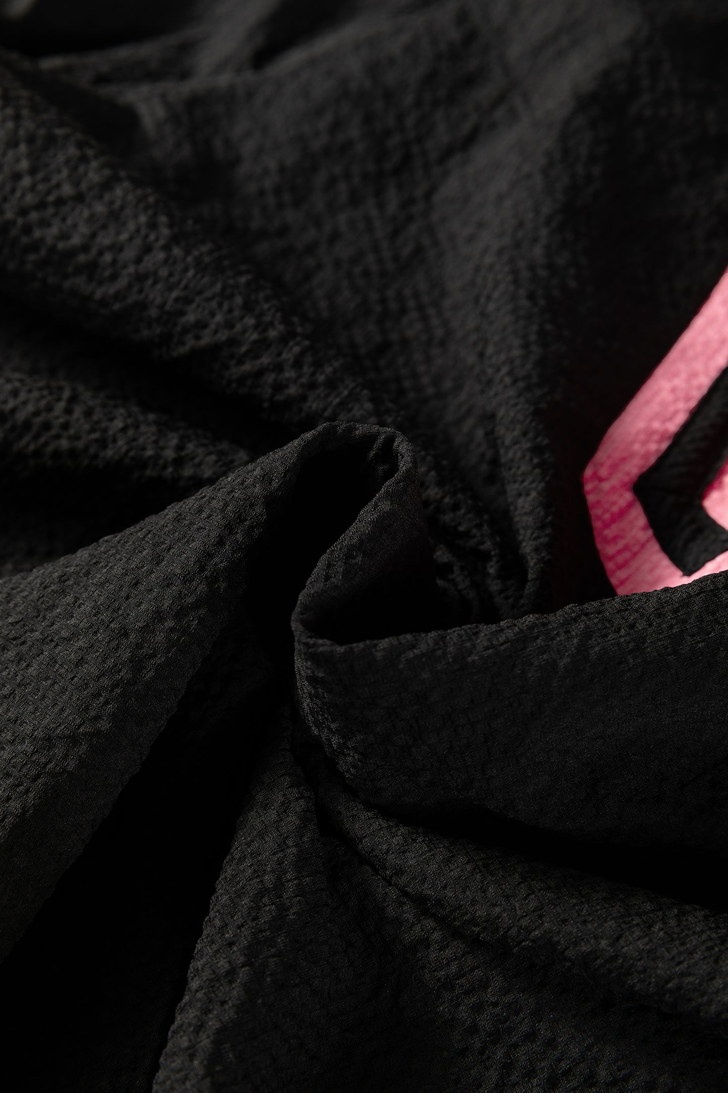 Black Color Block Patchwork Detail V Neck Textured Long Sleeve Blouse-Tops/Blouses & Shirts-[Adult]-[Female]-2022 Online Blue Zone Planet