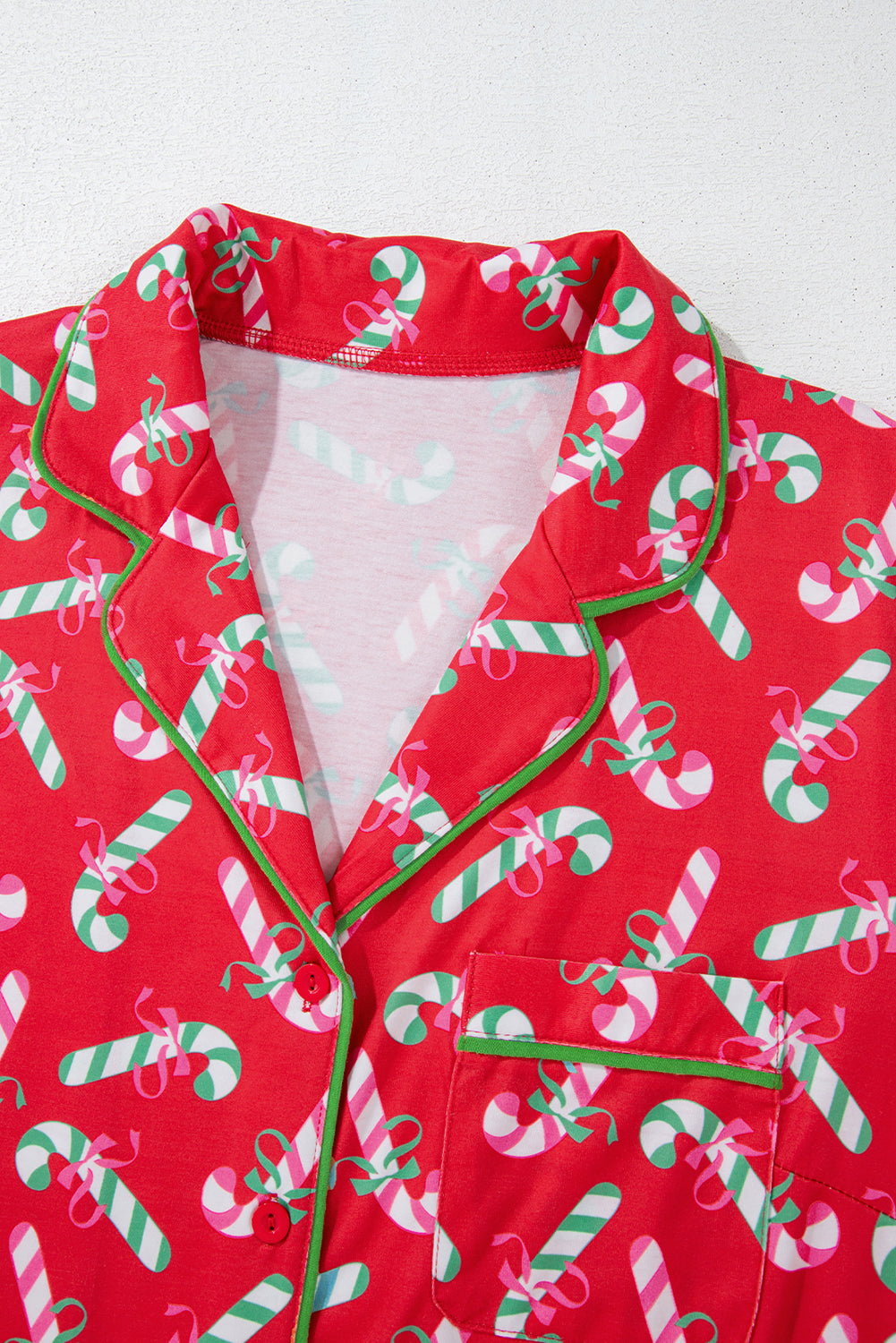 Red Christmas Candy Cane Print Pajama Set-Loungewear Set-[Adult]-[Female]-2022 Online Blue Zone Planet