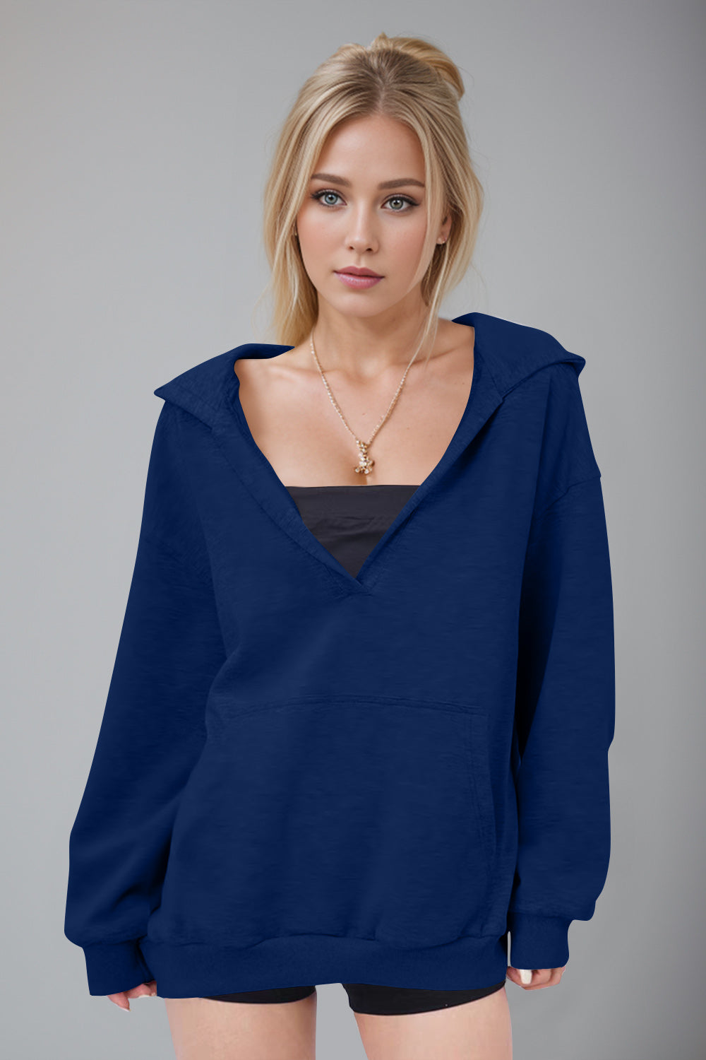 Basic Bae Kangaroo Pocket Long Sleeve Hoodie-TOPS / DRESSES-[Adult]-[Female]-2022 Online Blue Zone Planet