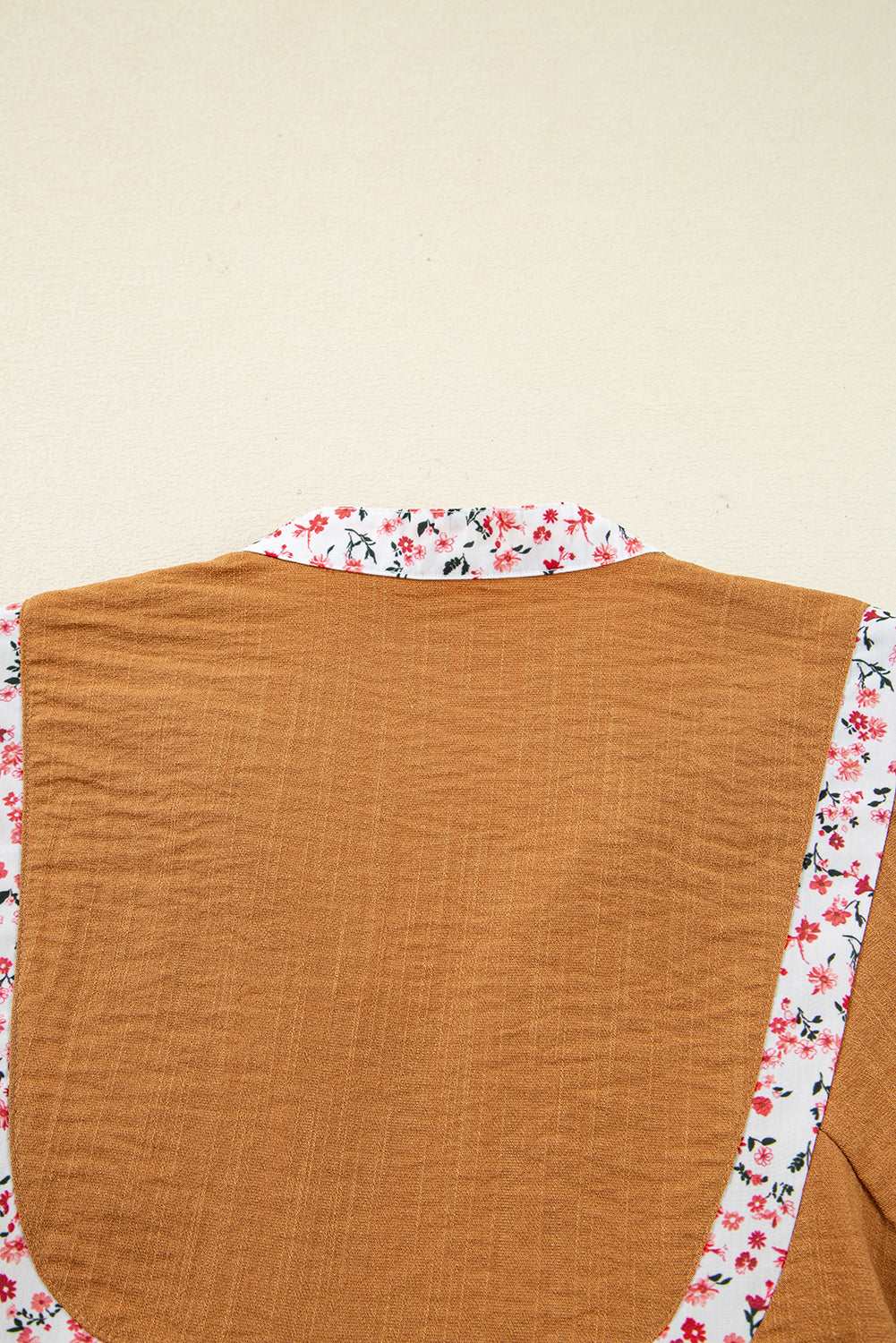 Straw Yellow Split Neck Pleated Floral Trim Long Puff Sleeve Blouse-Tops/Blouses & Shirts-[Adult]-[Female]-2022 Online Blue Zone Planet