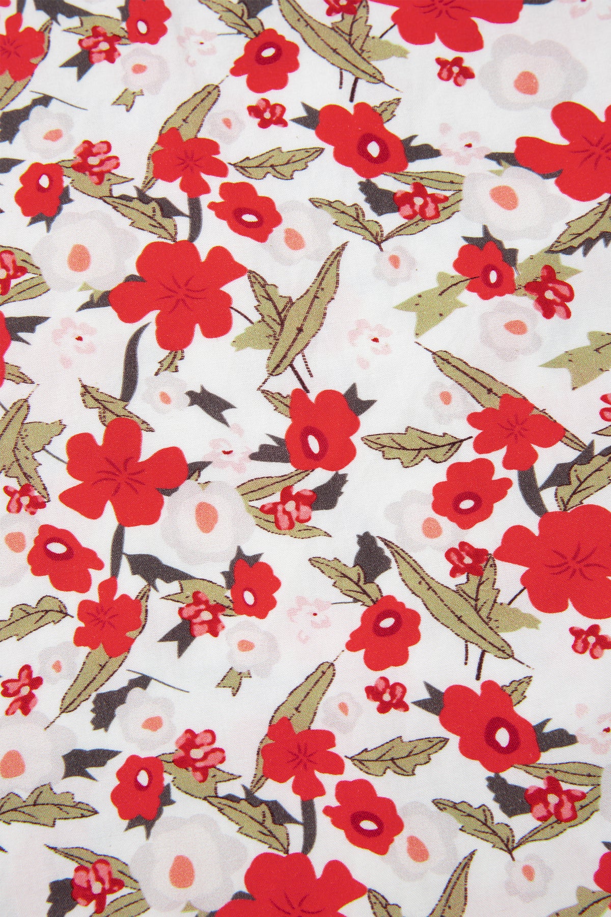 Red Floral Print Short Puff Sleeve Button Front Shirt-Tops/Blouses & Shirts-[Adult]-[Female]-2022 Online Blue Zone Planet
