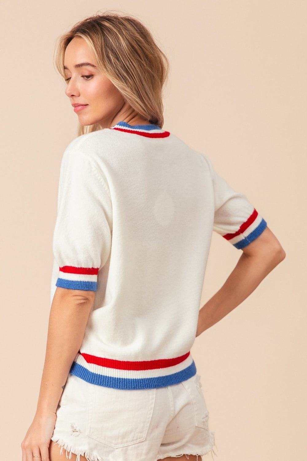 BiBi US Flag Theme Striped Heart Sweater-TOPS / DRESSES-[Adult]-[Female]-2022 Online Blue Zone Planet