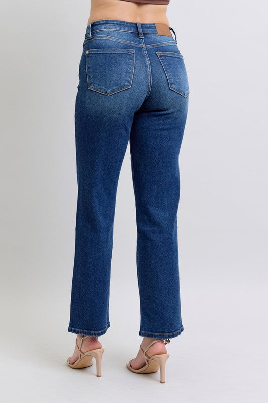 Judy Blue Full Size Side Seam Detail Straight Jeans with Pockets-BOTTOMS SIZES SMALL MEDIUM LARGE-[Adult]-[Female]-2022 Online Blue Zone Planet